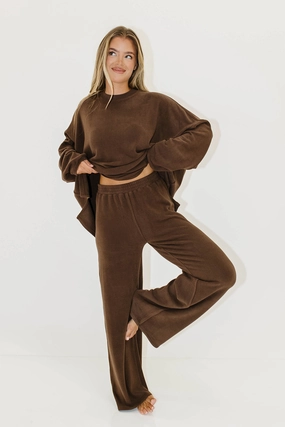 Campbell Fleece Lounge Pants in Chestnut *10/6 PRE-ORDER* Flex Wear Design Adaptive Fit