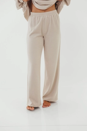 Campbell Fleece Lounge Pants in Cream/Grey *Worth Exclusive Print* -Restocking In Nov Crisp Design