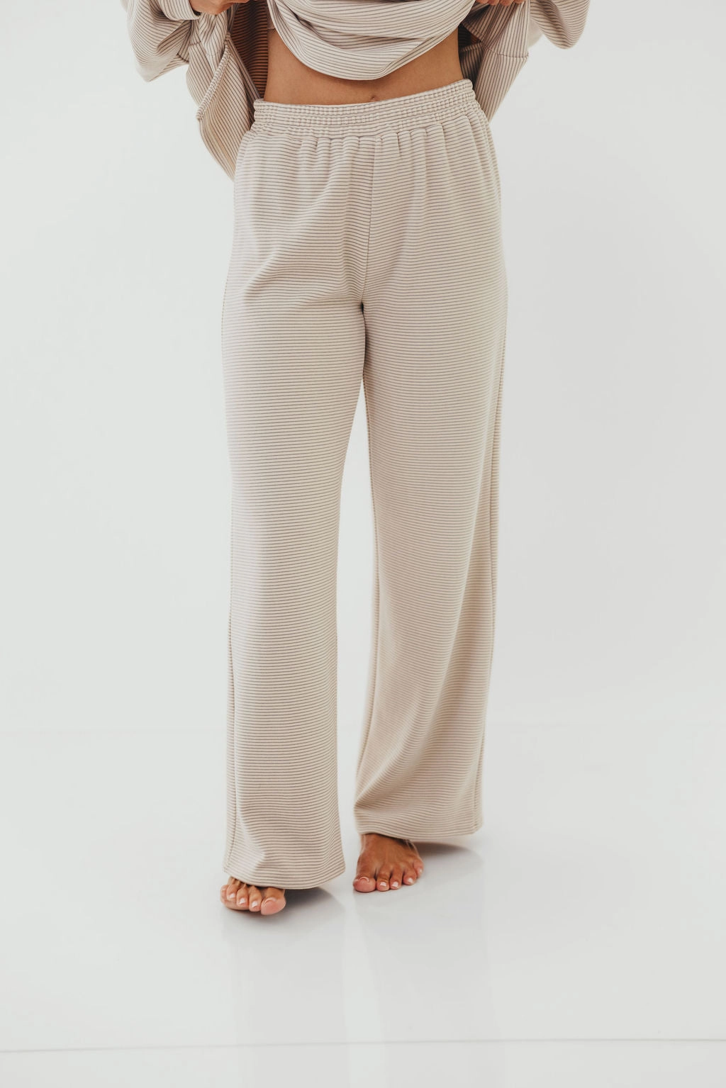 Campbell Fleece Lounge Pants in Cream/Grey *Worth Exclusive Print* -Restocking In Nov Crisp Design