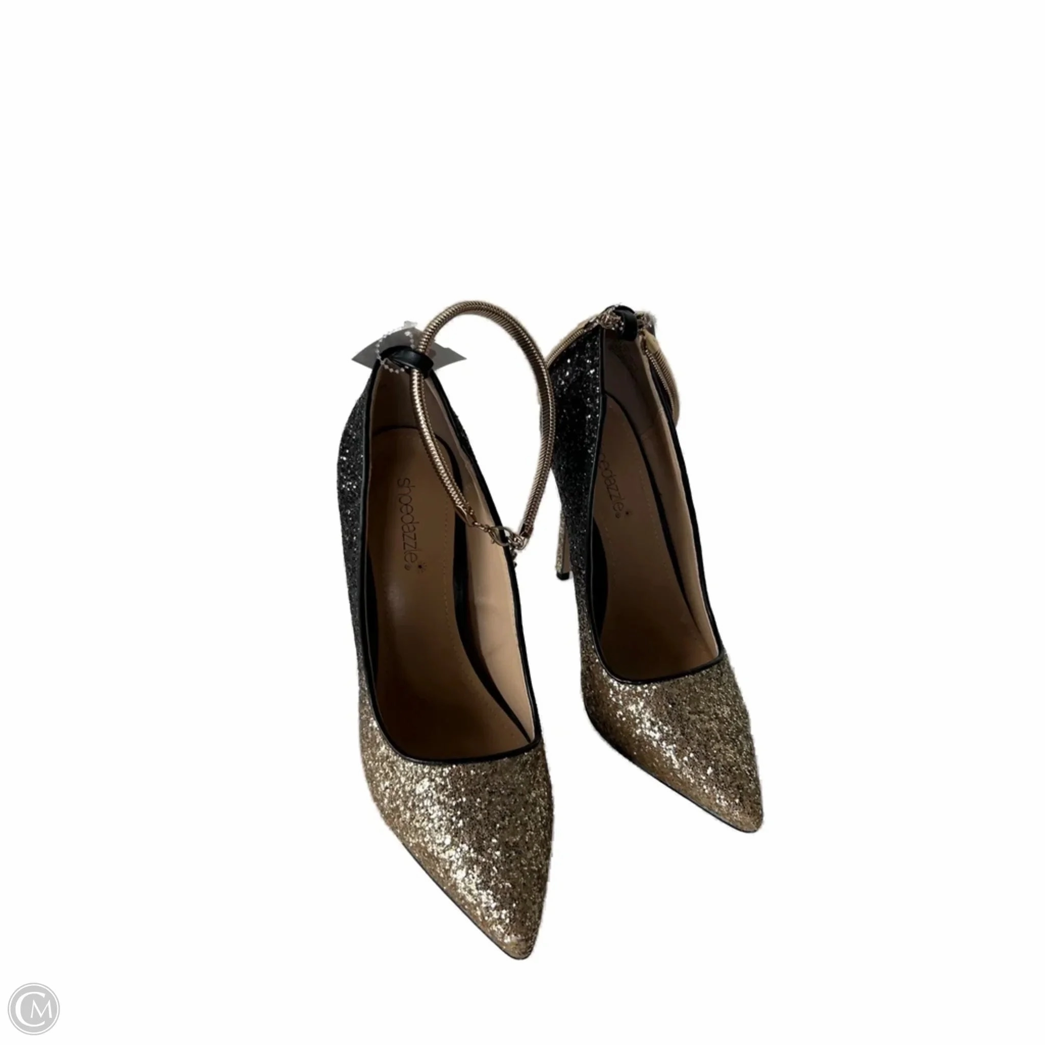 Shoes Heels Stiletto By Shoedazzle In Black & Gold, Size: 9.5 Fashion Booties Easy to Wear