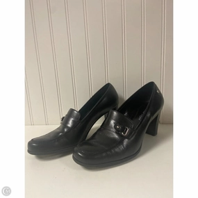 Leather Heeled Sandals Sophisticated Shoes Shoes Heels Block By Etienne Aigner In Black, Size: 7.5
