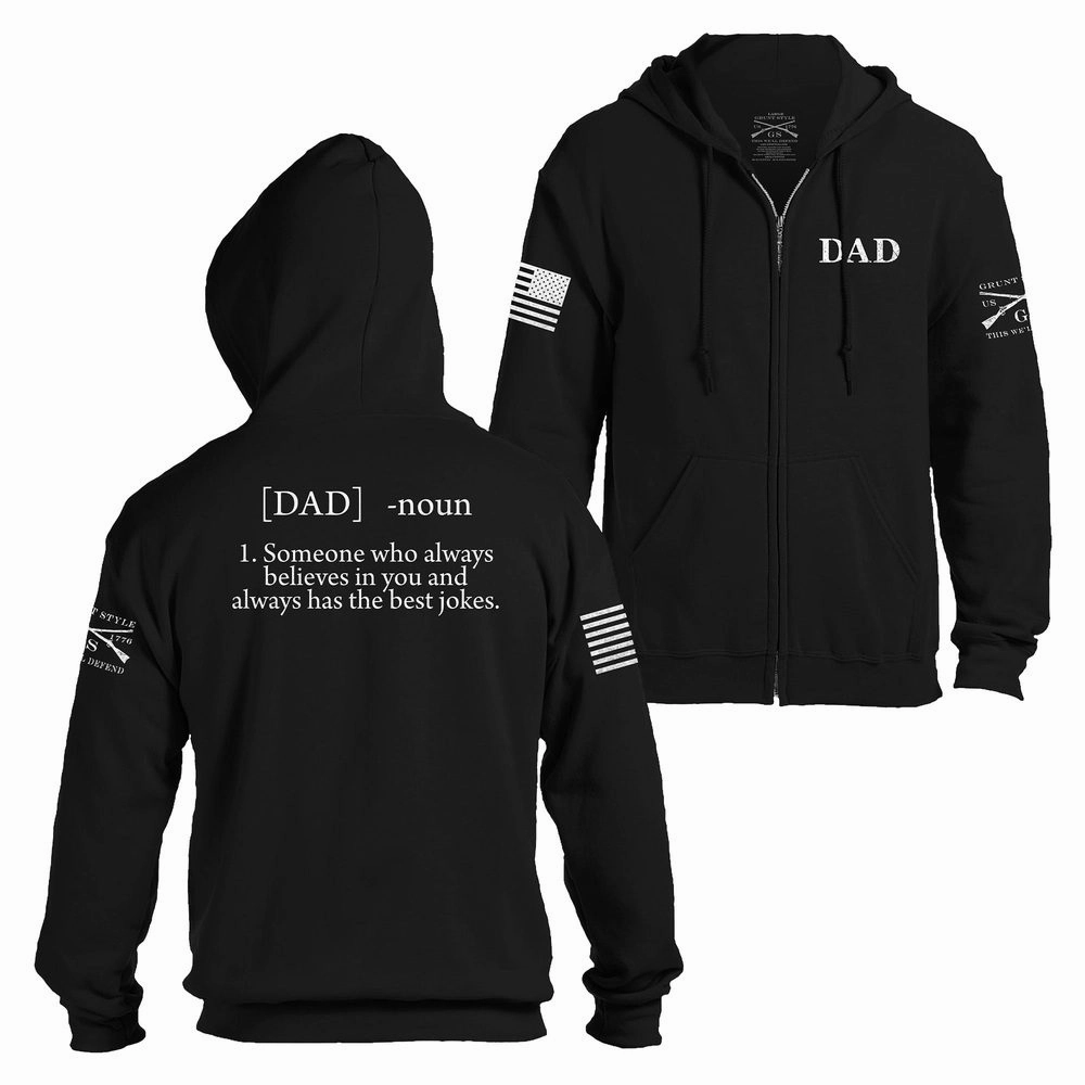 Fringe details Dad Defined Full-Zip Hoodie - Black