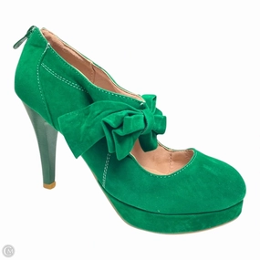 Block Heel Evening Pumps Shoes Heels Stiletto By Clothes Mentor In Green & Tan, Size: 7.5