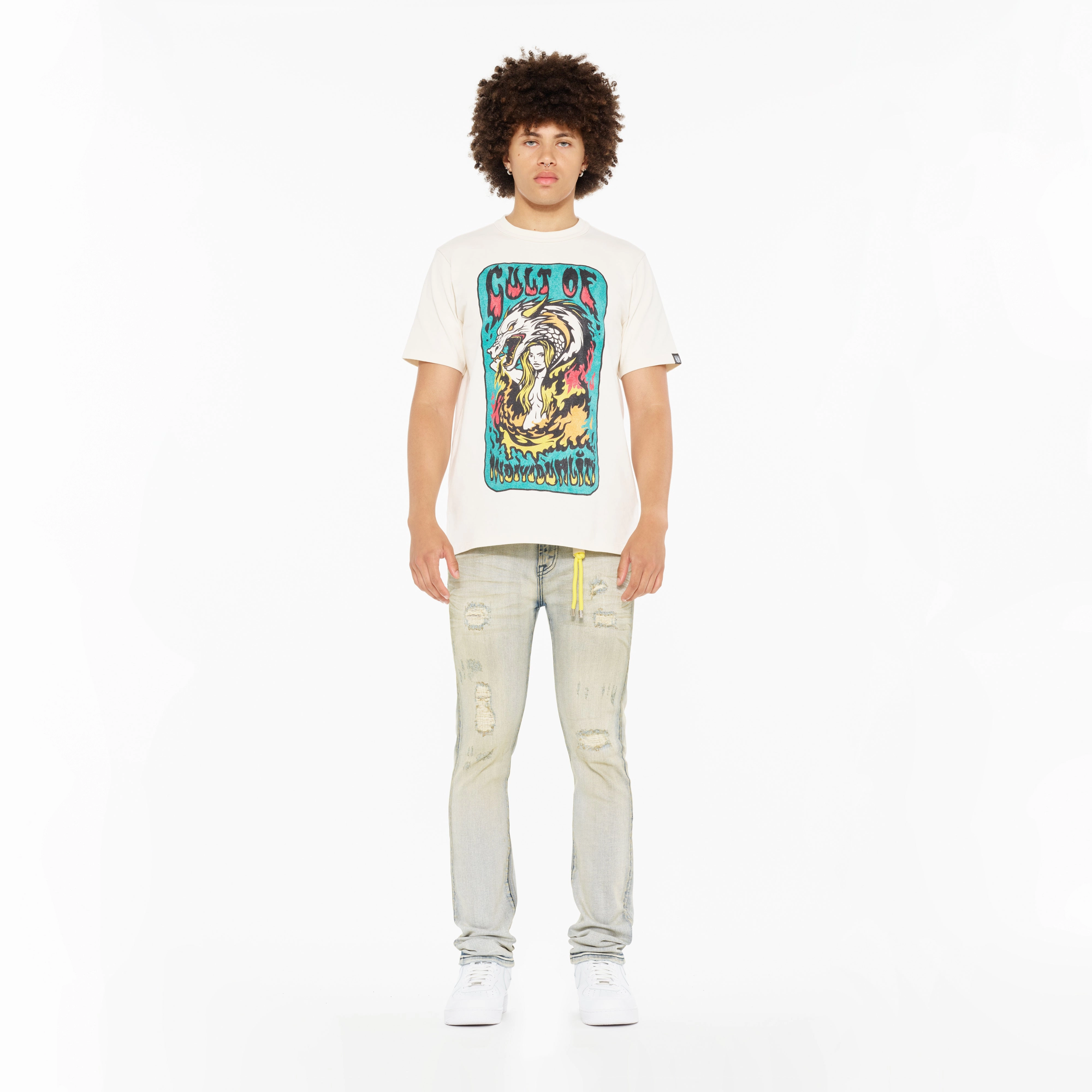 Casual Design Fit Cult's Heavyweight Short Sleeve Crew Neck Tee "May The Bridges" in Winter White