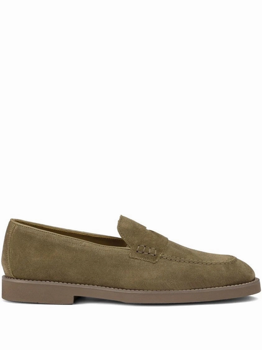 Country Club Stable Walk Closed Suede Loafers With Stitched Detail