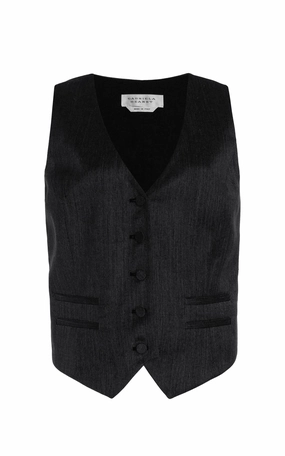 Coleridge Vest in Black Virgin Wool Silk with Linen Fit For Business Anti Static Finish