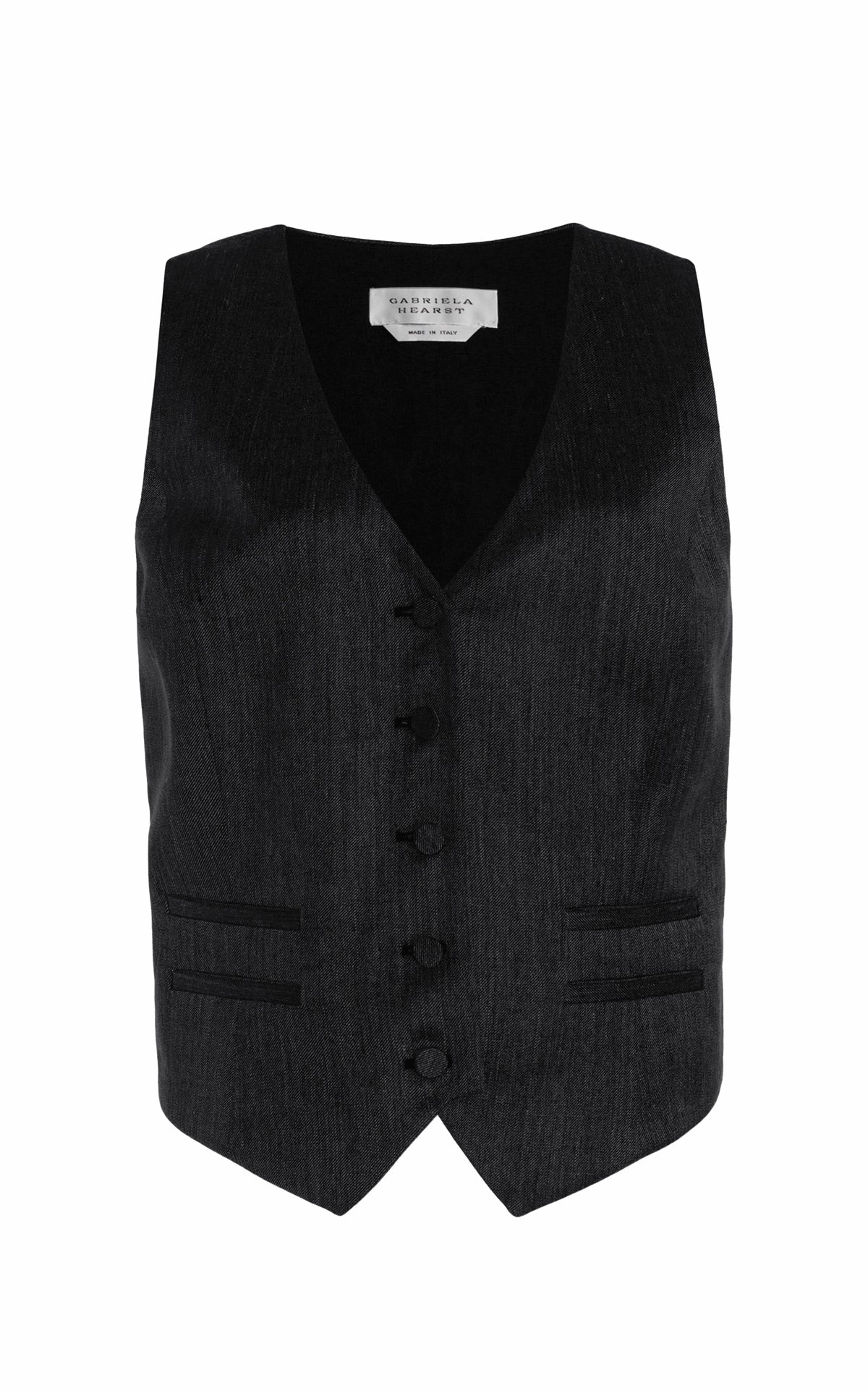 Coleridge Vest in Black Virgin Wool Silk with Linen Premium Fit Fashionable Wear