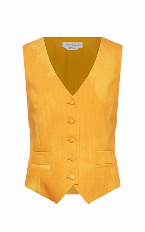 Coleridge Vest in Cadmium Yellow Virgin Wool Stylish Layers