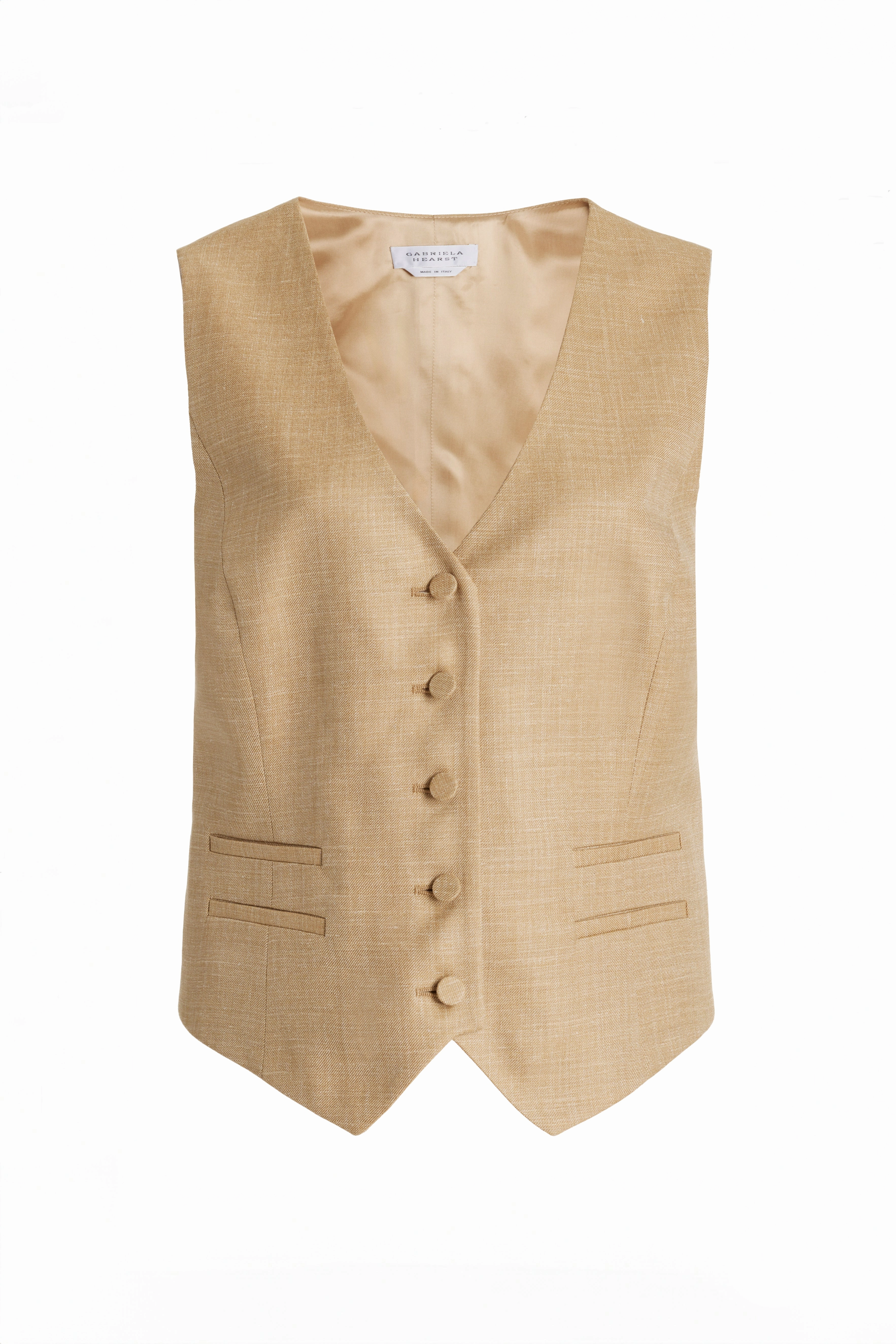 Coleridge Vest in Hay Virgin Wool and Silk Linen Tailored Wardrobe