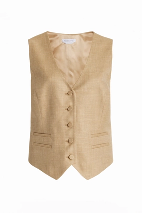 Chic and Clean Coleridge Vest in Hay Virgin Wool and Silk Linen