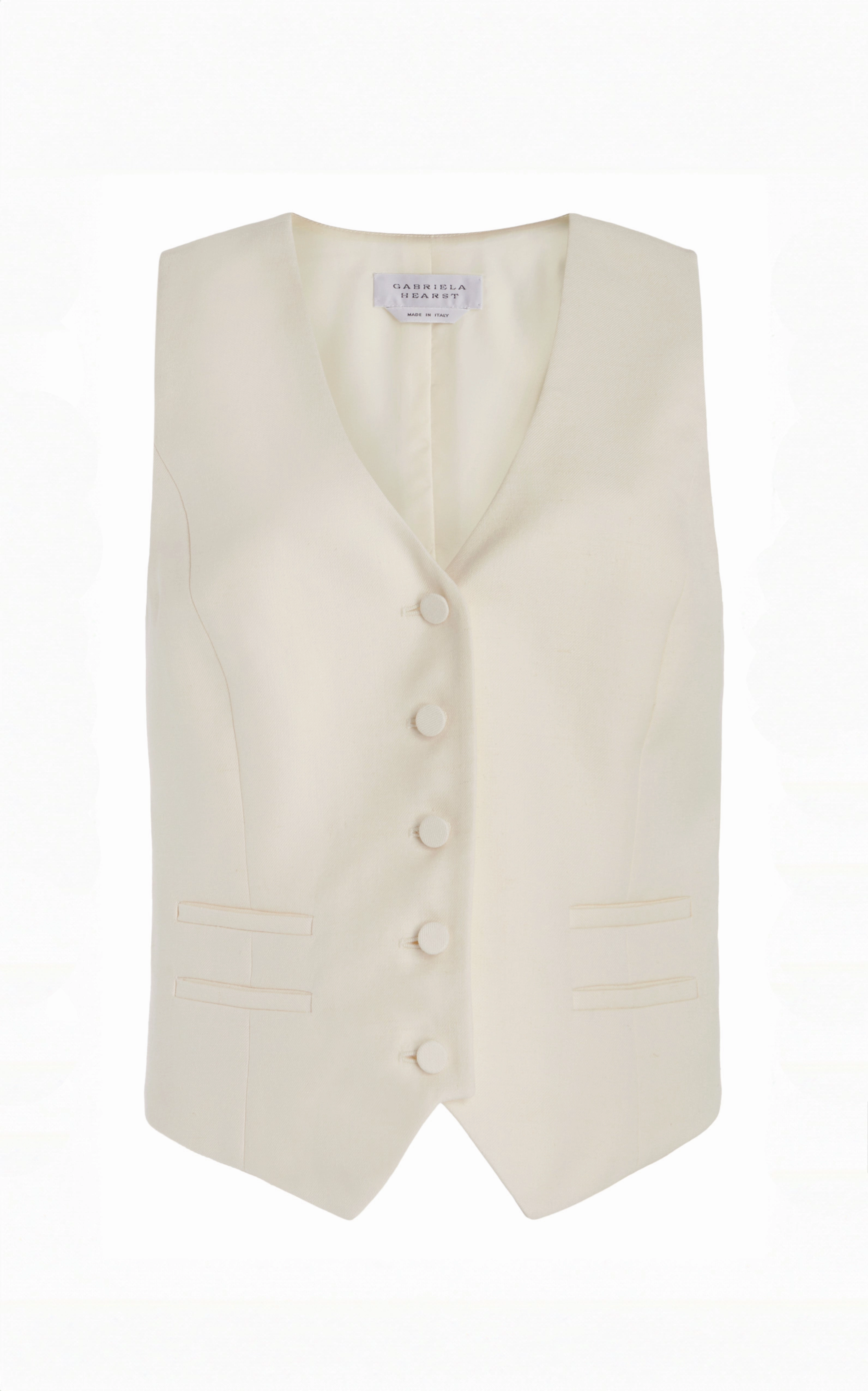 Coleridge Vest in Ivory Virgin Wool Silk with Linen Smart Tailored Appearance