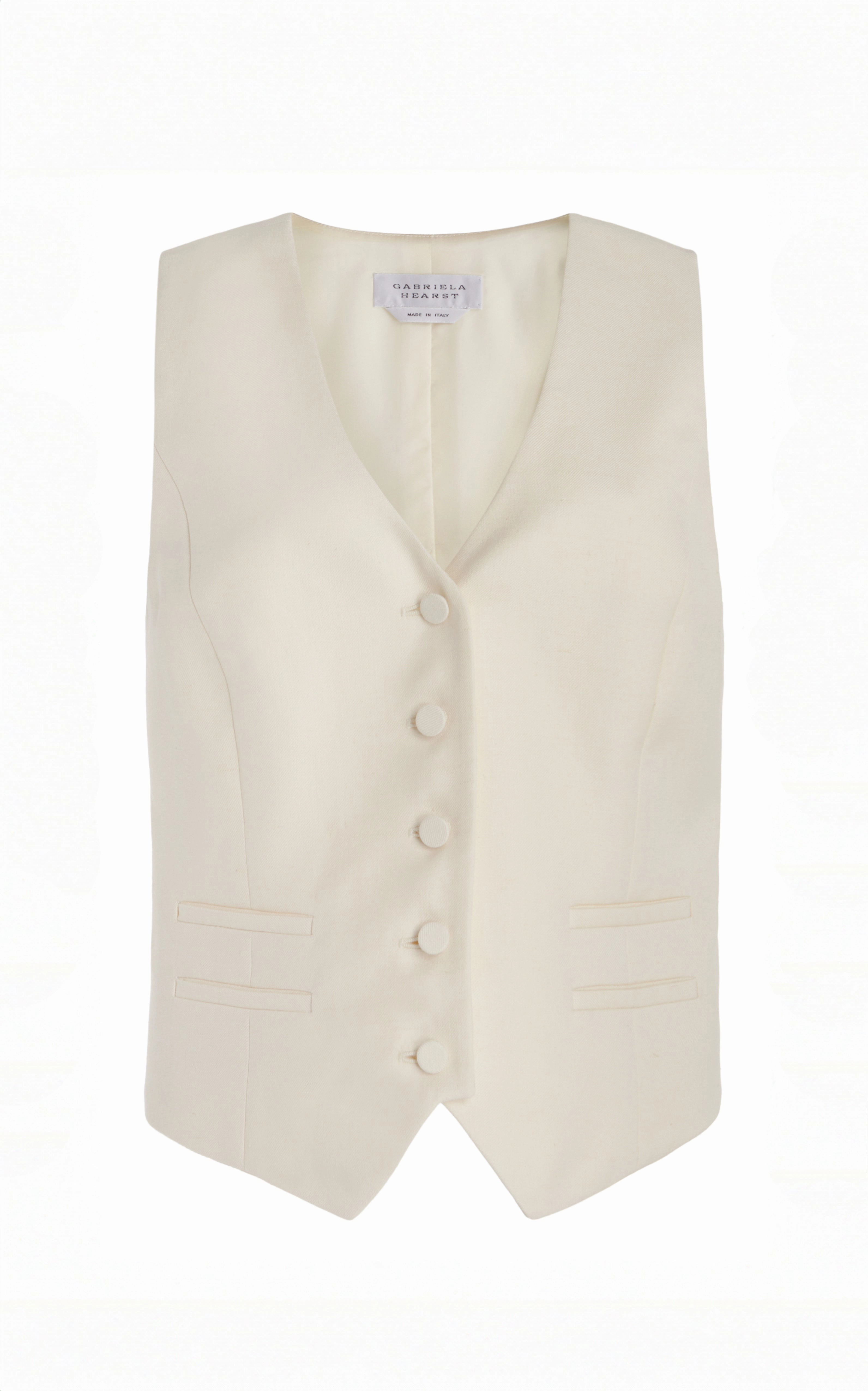 Coleridge Vest in Ivory Virgin Wool Silk with Linen Tailored Wardrobe Casual Comfort Wear
