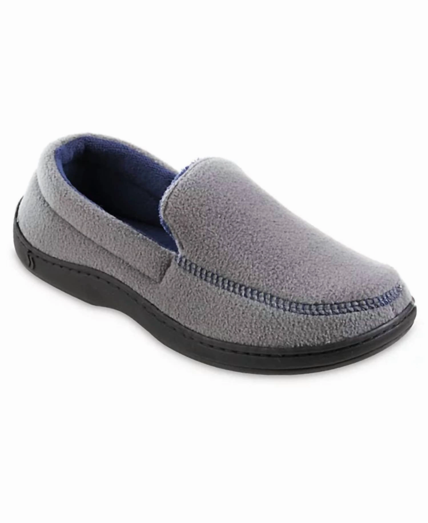 Morning Glow Stylish Walking Shoes Men's Roman Recycled Fleece Moccasin Slippers In Ash