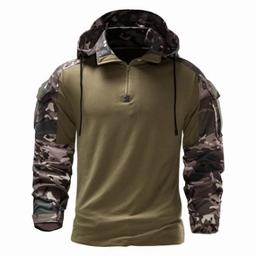 West Louis? Mens Outdoor Military Camouflage Hooded Shirt Seasonal Essential Classic Wardrobe