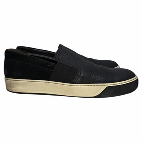 Light Dash Step Free Lanvin Slip-On Sneakers in Black Leather and Suede