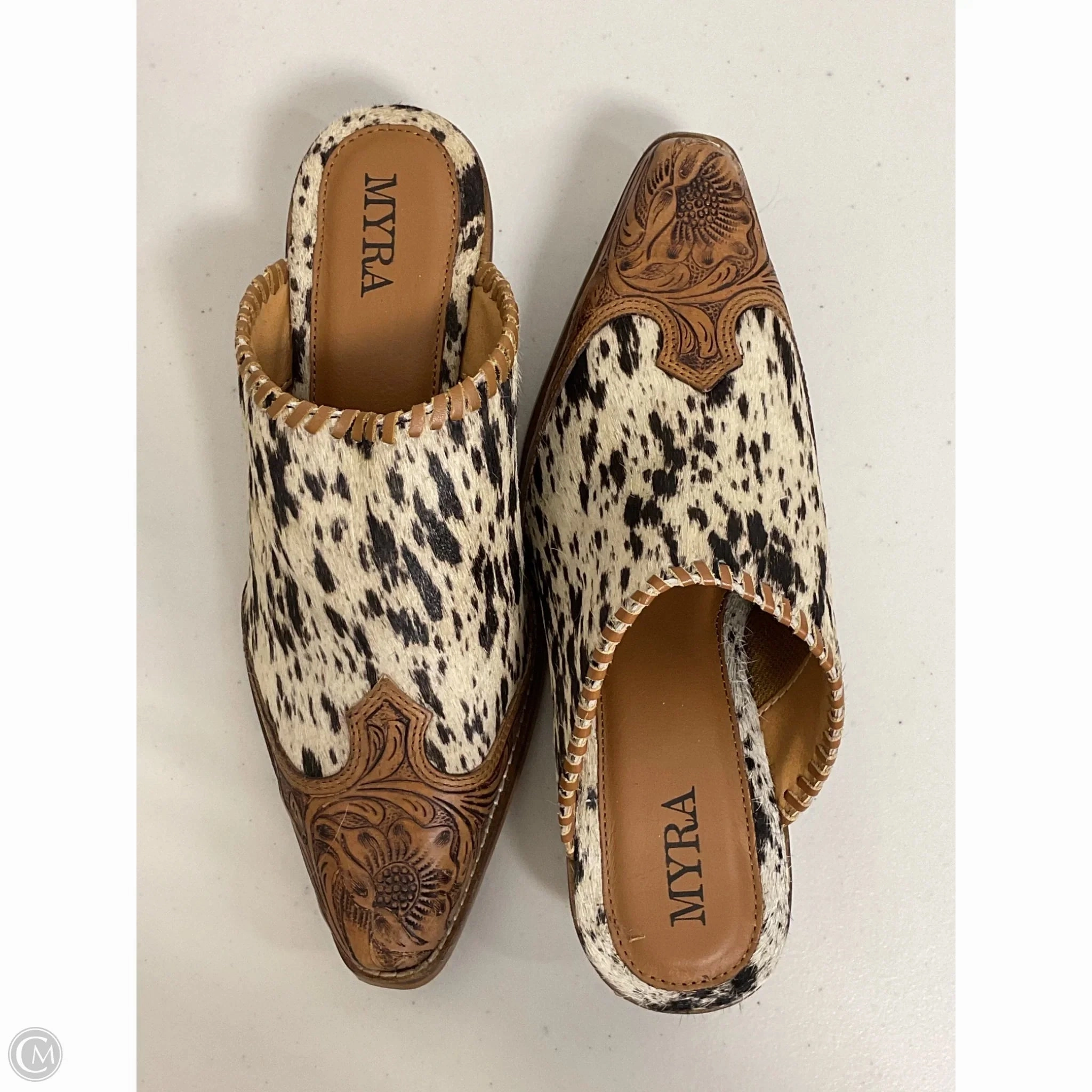 Shoes Heels Block By Myra In Animal Print, Size: 7 Comfortable Foot Feel