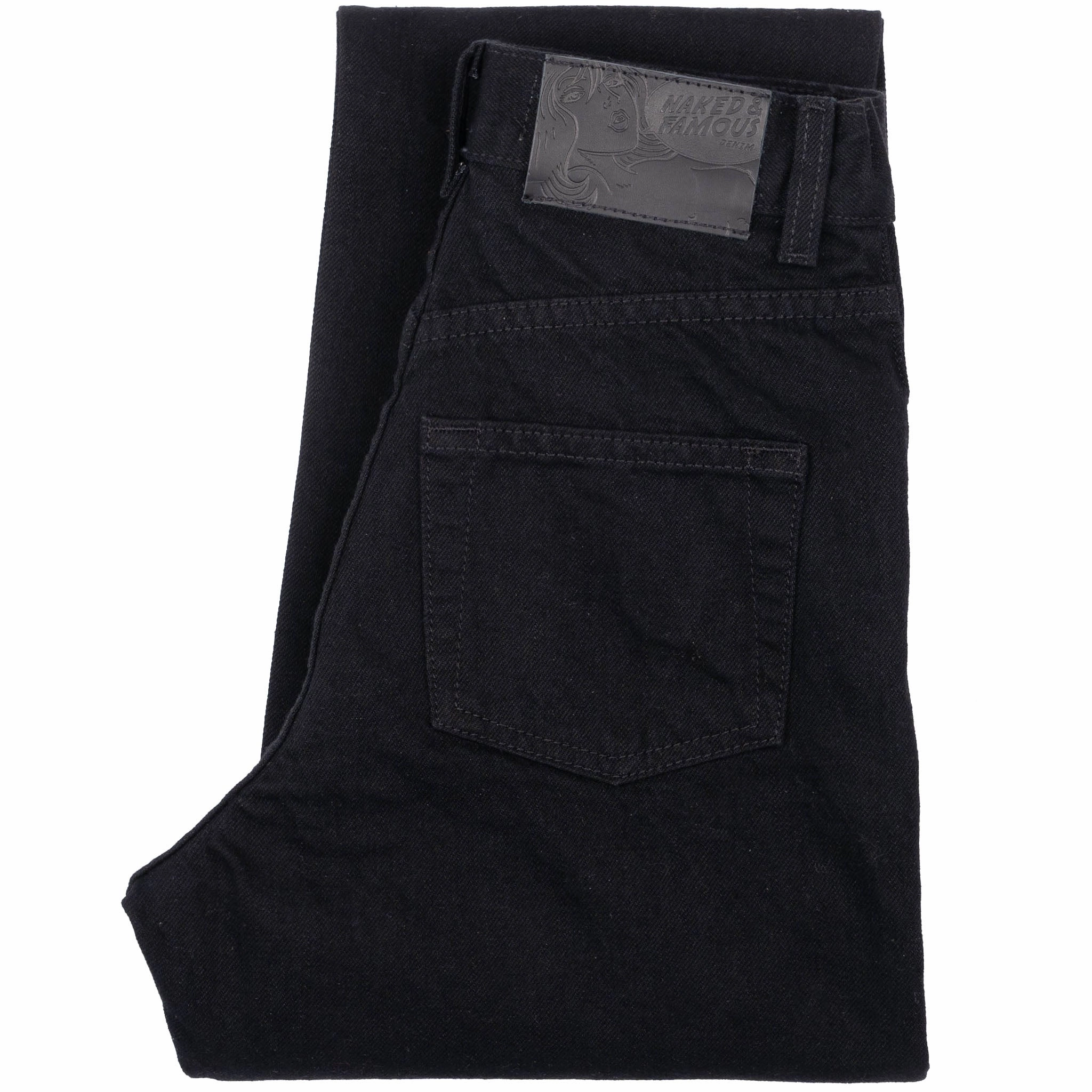 Super Girl - Solid Black Selvedge Washed - Black Street Fashion Breathable Stylish Waistband