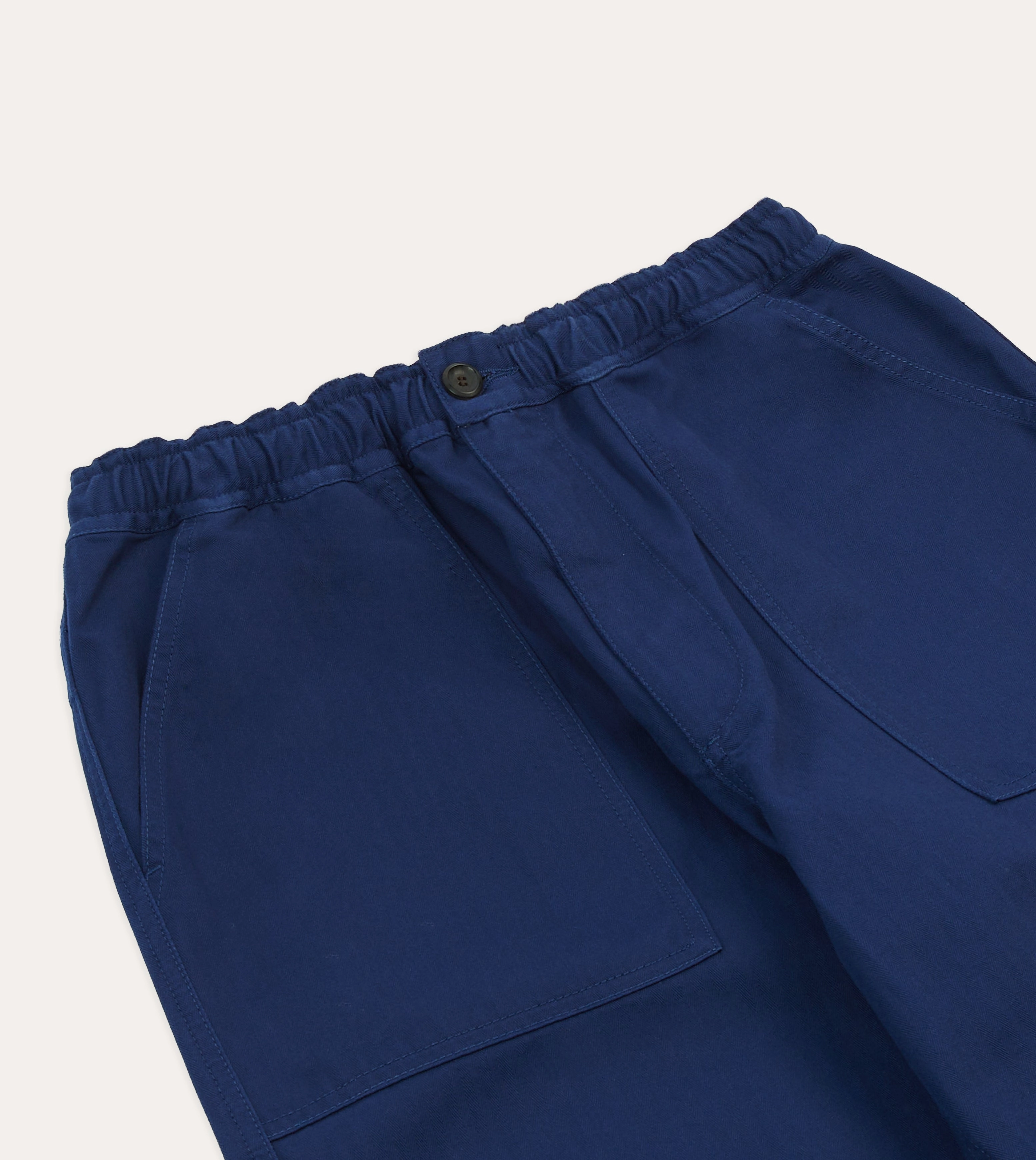 Navy Herringbone Twill Cotton Drawstring Trousers Street Comfort All Time Use