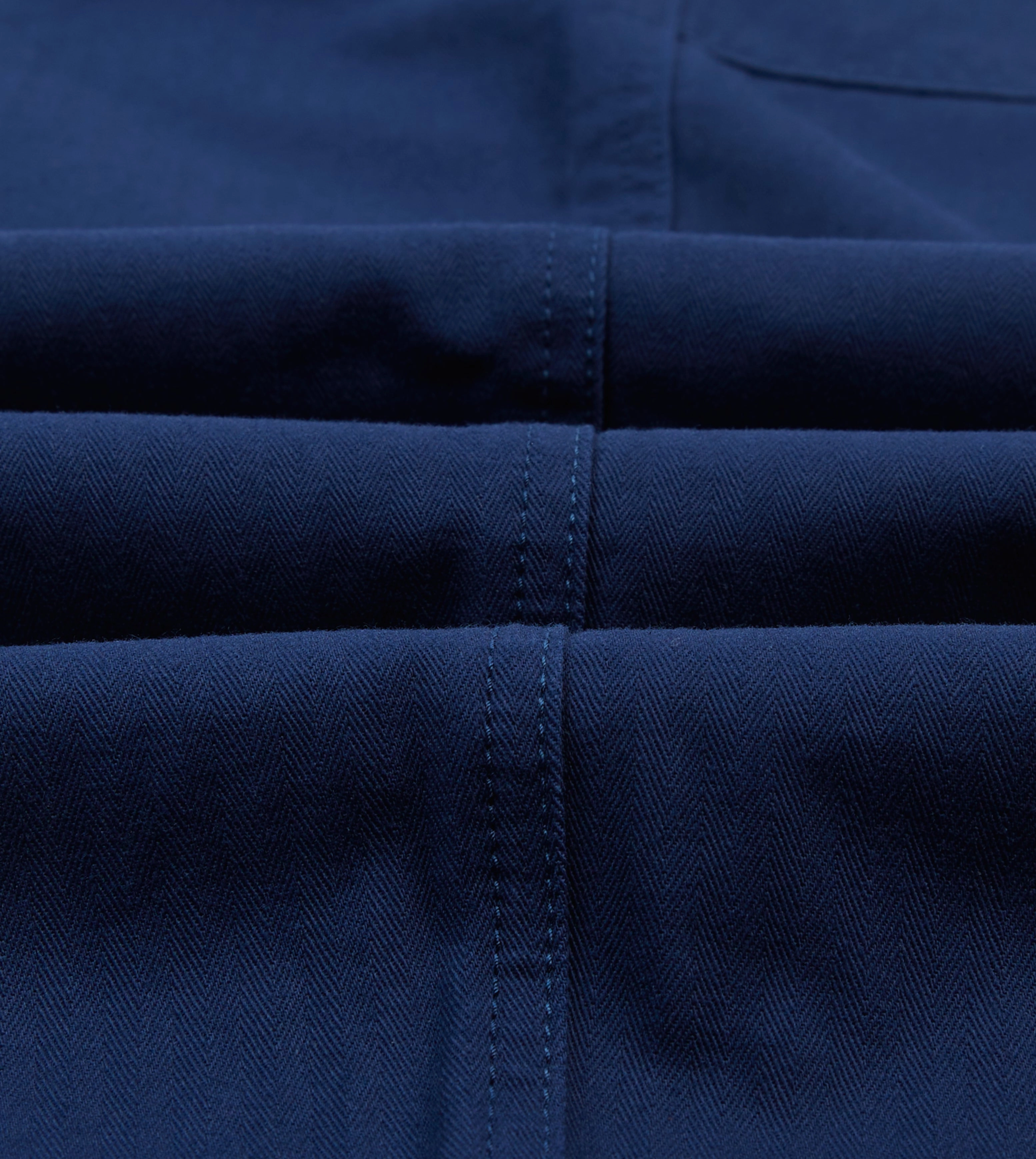 Navy Herringbone Twill Cotton Drawstring Trousers Anti Snag Threading