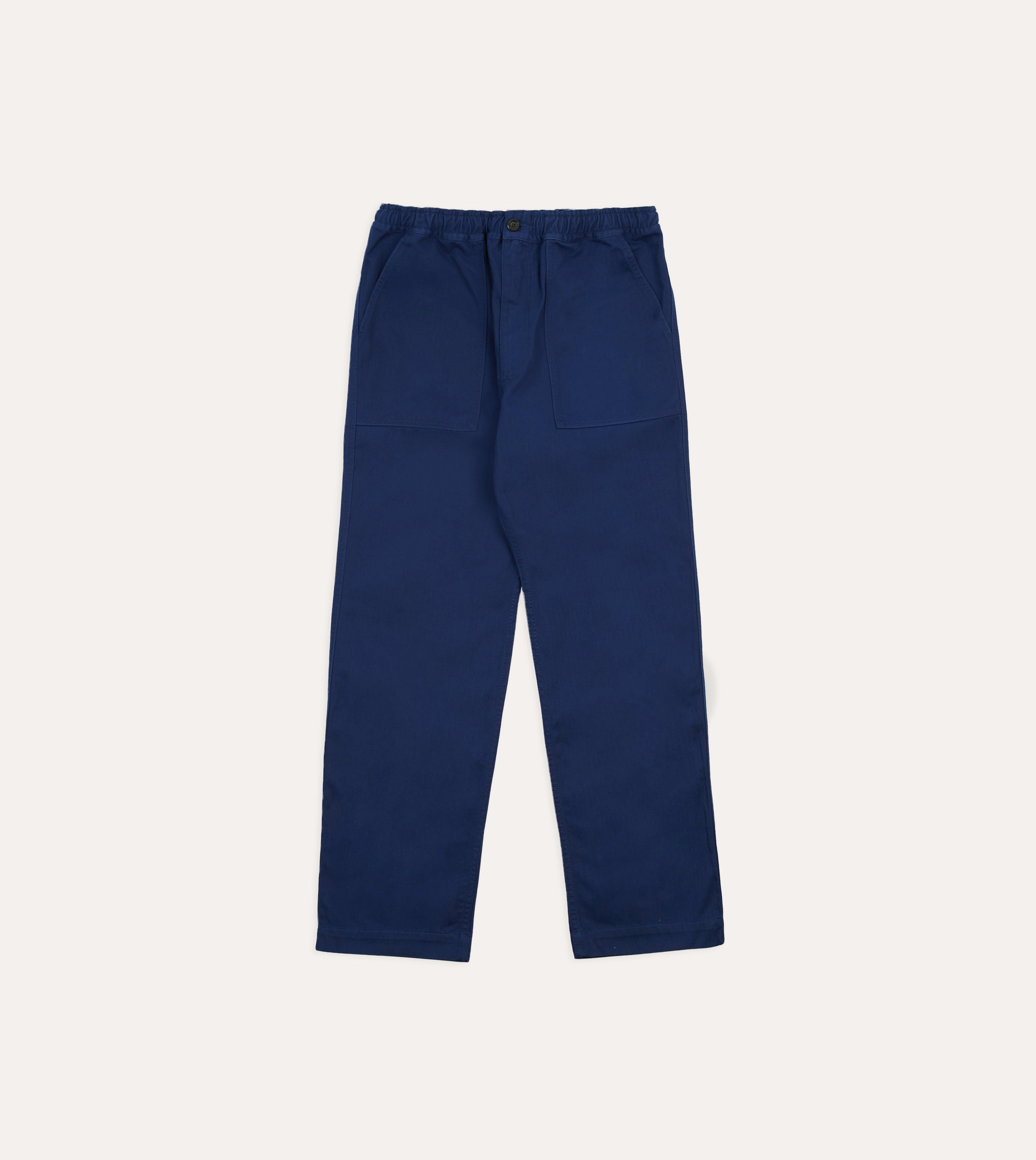 tailored look Movement Ready Navy Herringbone Twill Cotton Drawstring Trousers