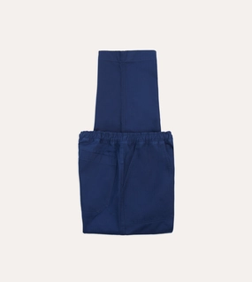 Navy Herringbone Twill Cotton Drawstring Trousers Timeless Design Quick Access Zippers