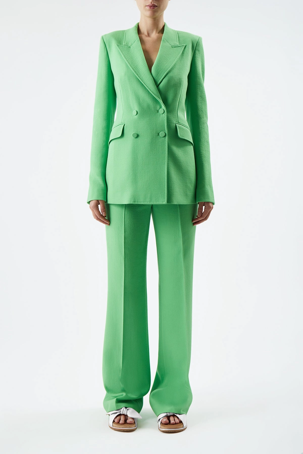 Advanced Thread Tensioning Stephanie Blazer in Fluorescent Green Virgin Wool Crepe