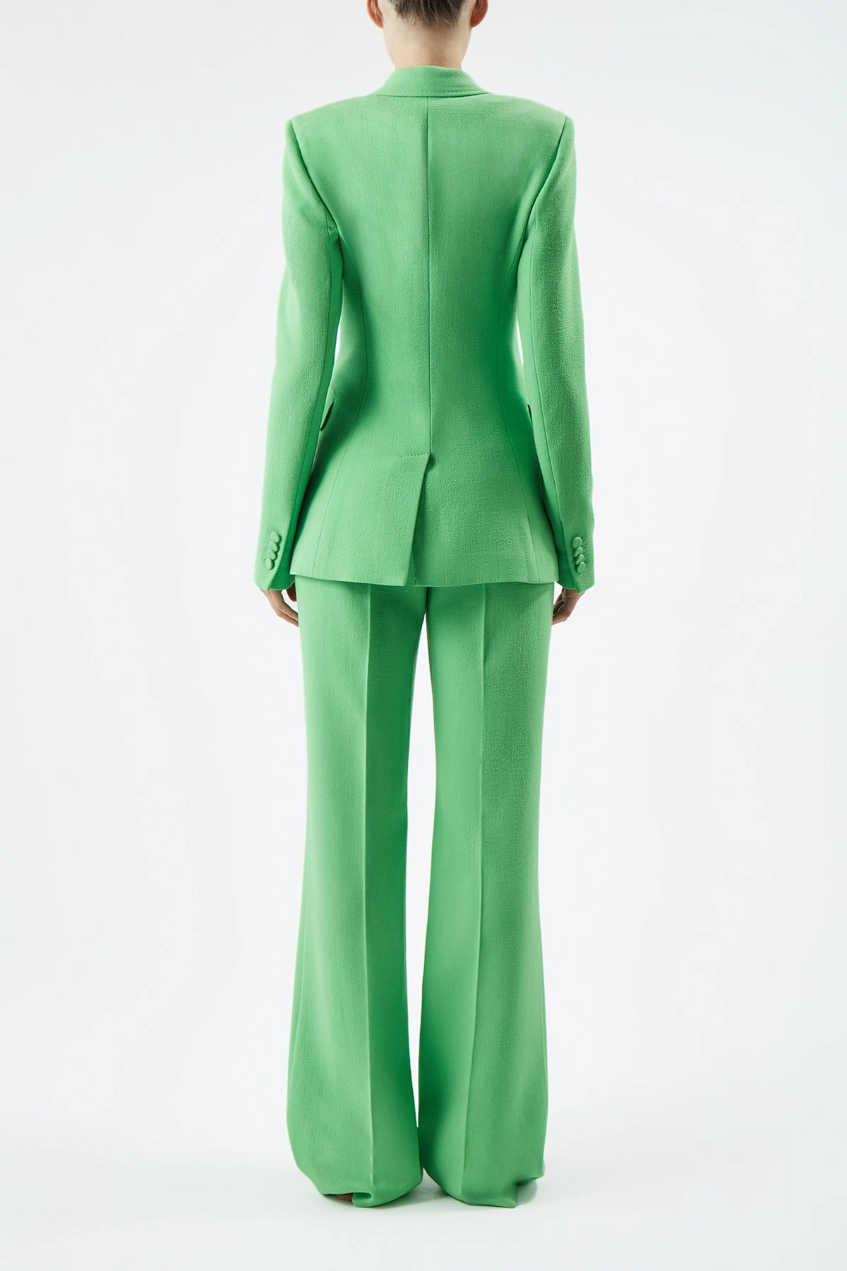Comfortable and stylish Stephanie Blazer in Fluorescent Green Virgin Wool Crepe