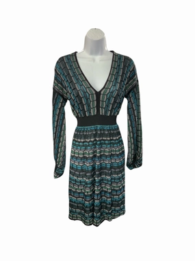 Pop Texture Laundry Shelli Segal Sweater Dress Teal S