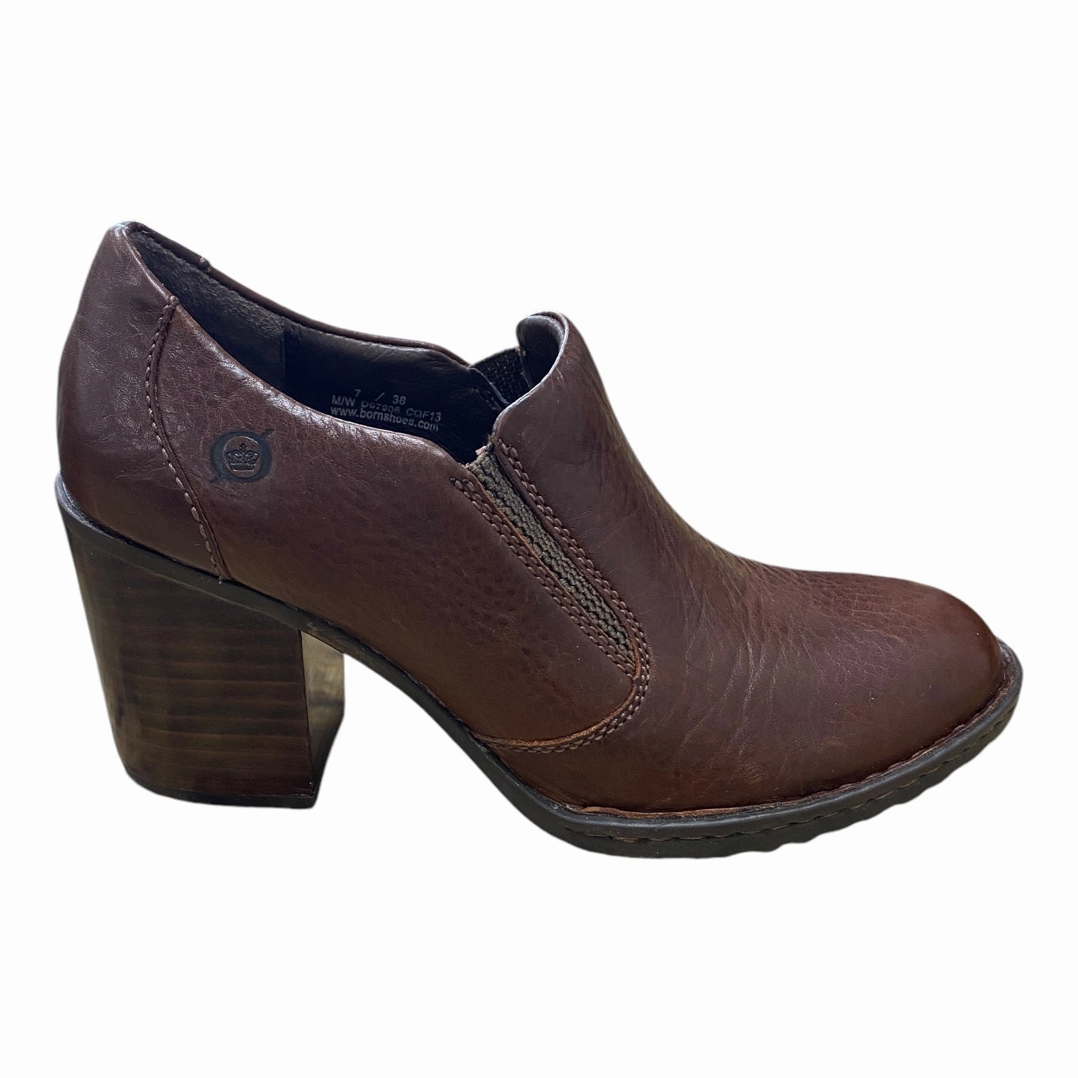 Luxury Leather Pumps Shoes Heels Block By Born In Brown, Size: 7