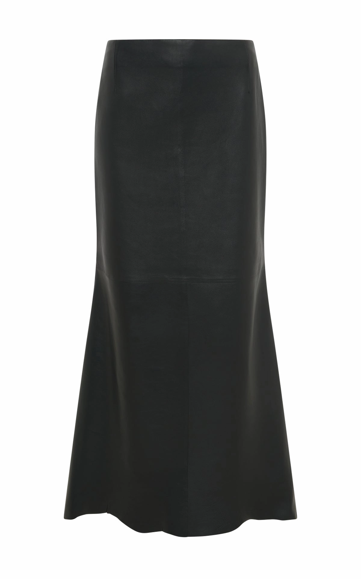 Classic Tailoring Well-Fitted Look Edwardo Raw Cut Midi Skirt in Black Soft Leather