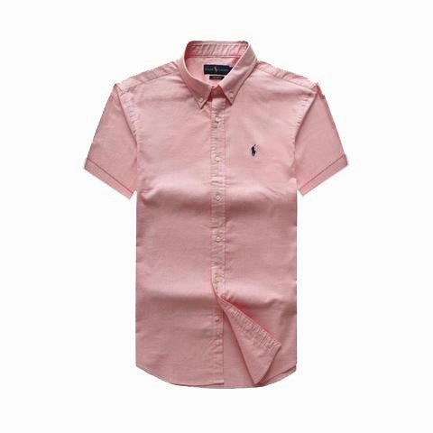 Ralph Lauren Male Pink Short Sleeve Shirt Trendy Pattern Contrast Stitch