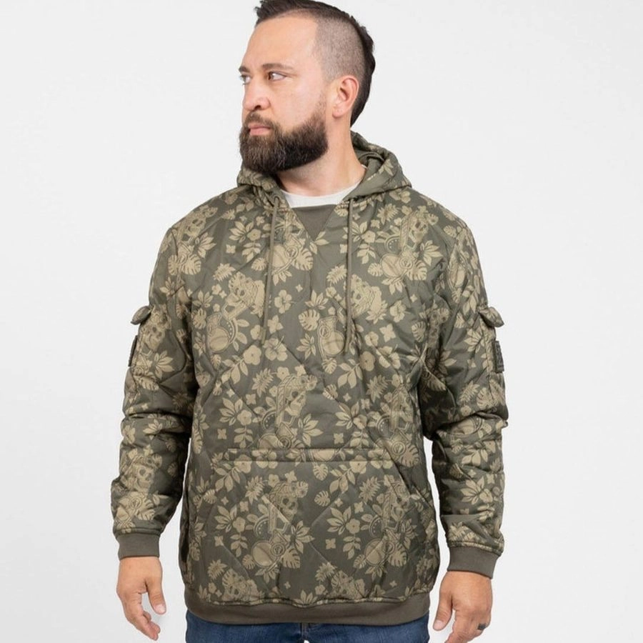 Style Statement Packable Construction Tac Woobie Pullover Hoodie - Tropical Death