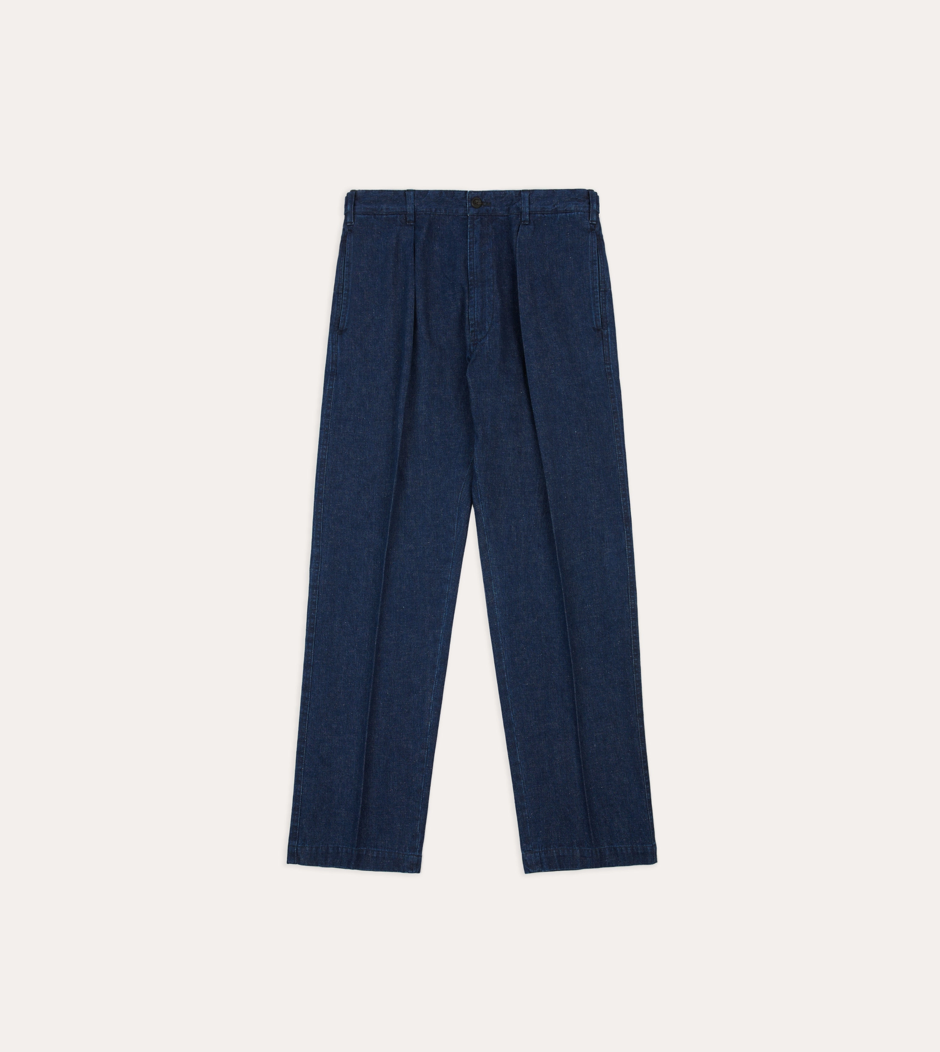 Secure Waistband Relaxed Fit Indigo Cotton-Linen Games Trousers