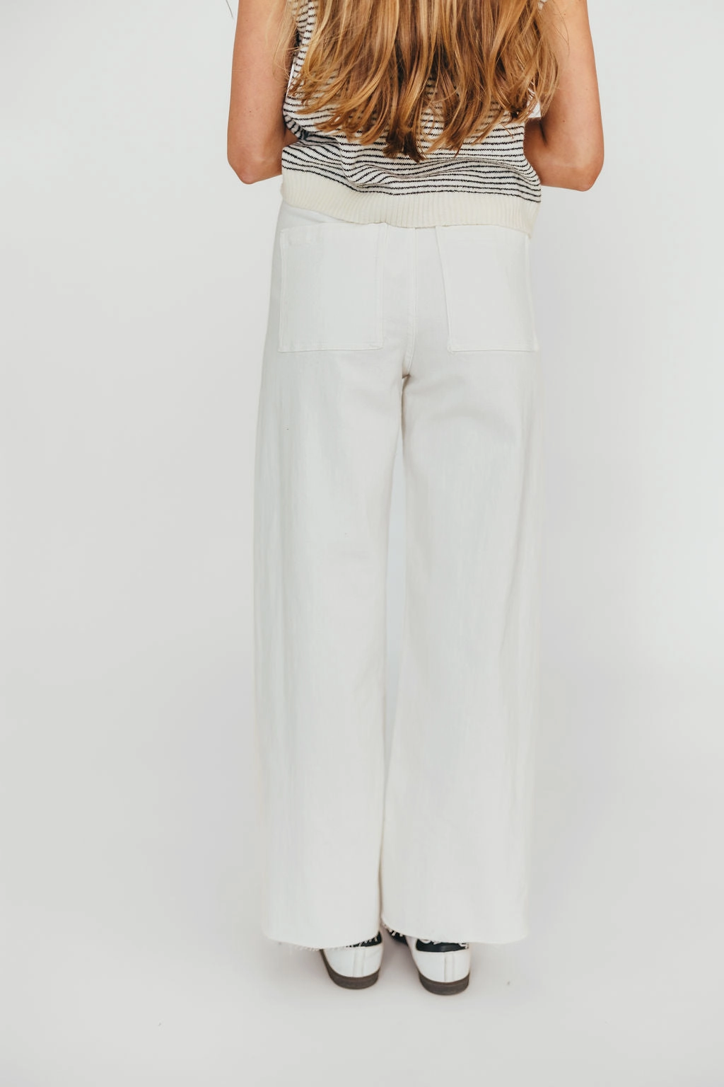 Corin Straight Wide Leg Denim Pants in Cream *Final-Sale* Trendy Choice