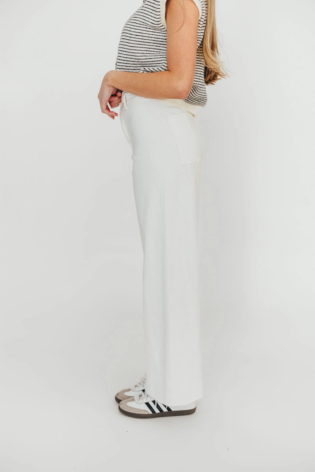 Corin Straight Wide Leg Denim Pants in Cream *Final-Sale* Slim Vintage Lover Luxury Student Outfit