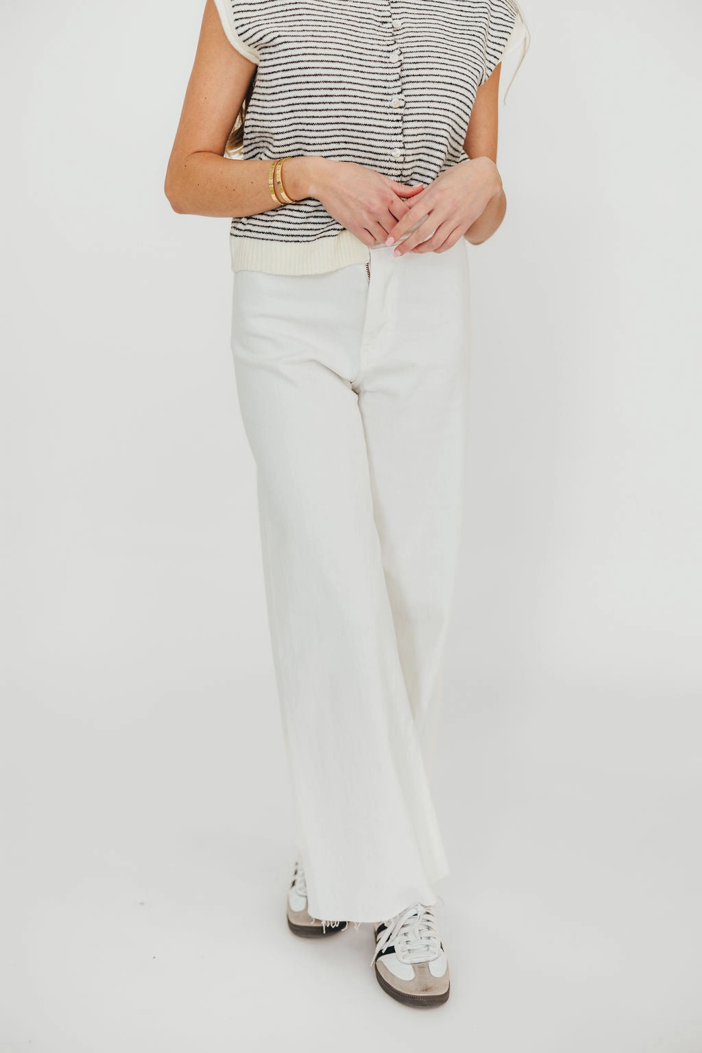 Corin Straight Wide Leg Denim Pants in Cream *Final-Sale* Breathable Weekend Warrior Travel Outfit