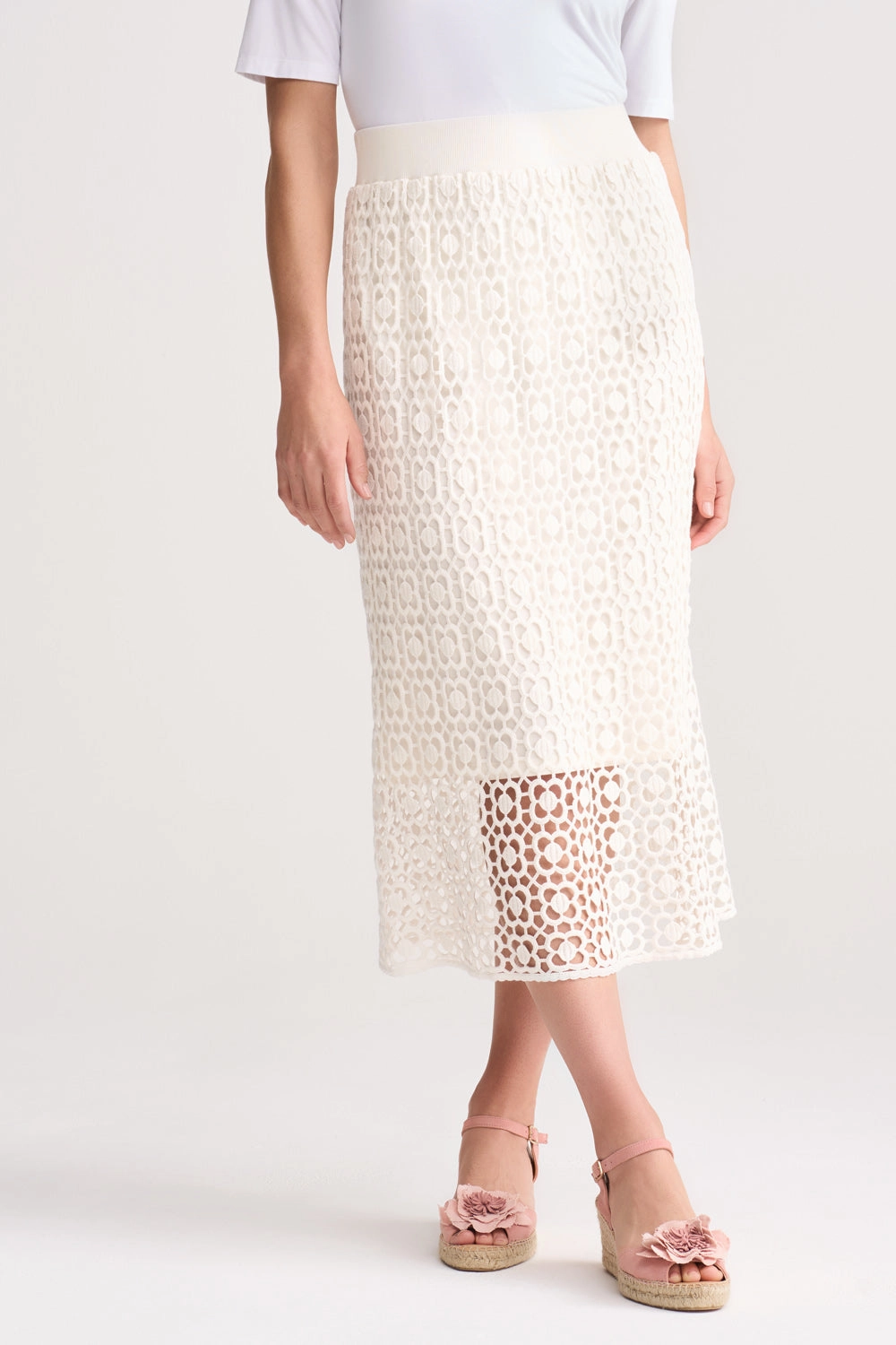 Fashion Energy Layered Design Cotton Lace Skirt - Chalk