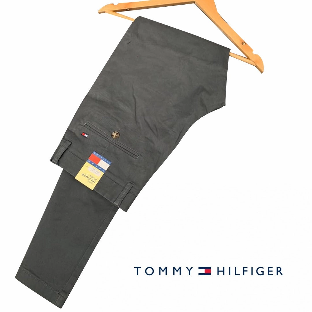 Breathable Construction Tommy Hilfiger Grey Men's Stretch Cotton Chino Pants