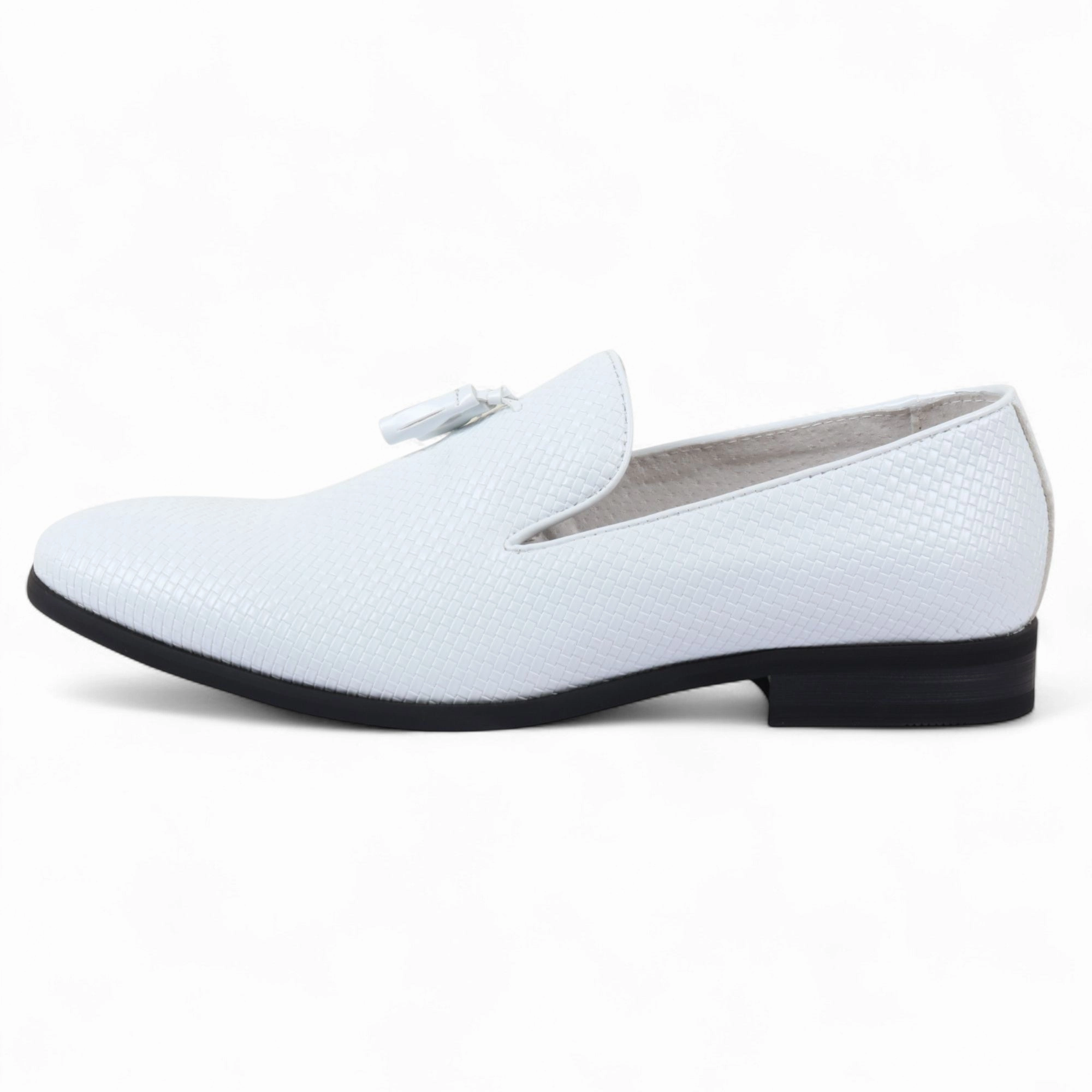 Wide Width Option Men??s Black Formal Tassel Loafers Slip-On Leather Shoes