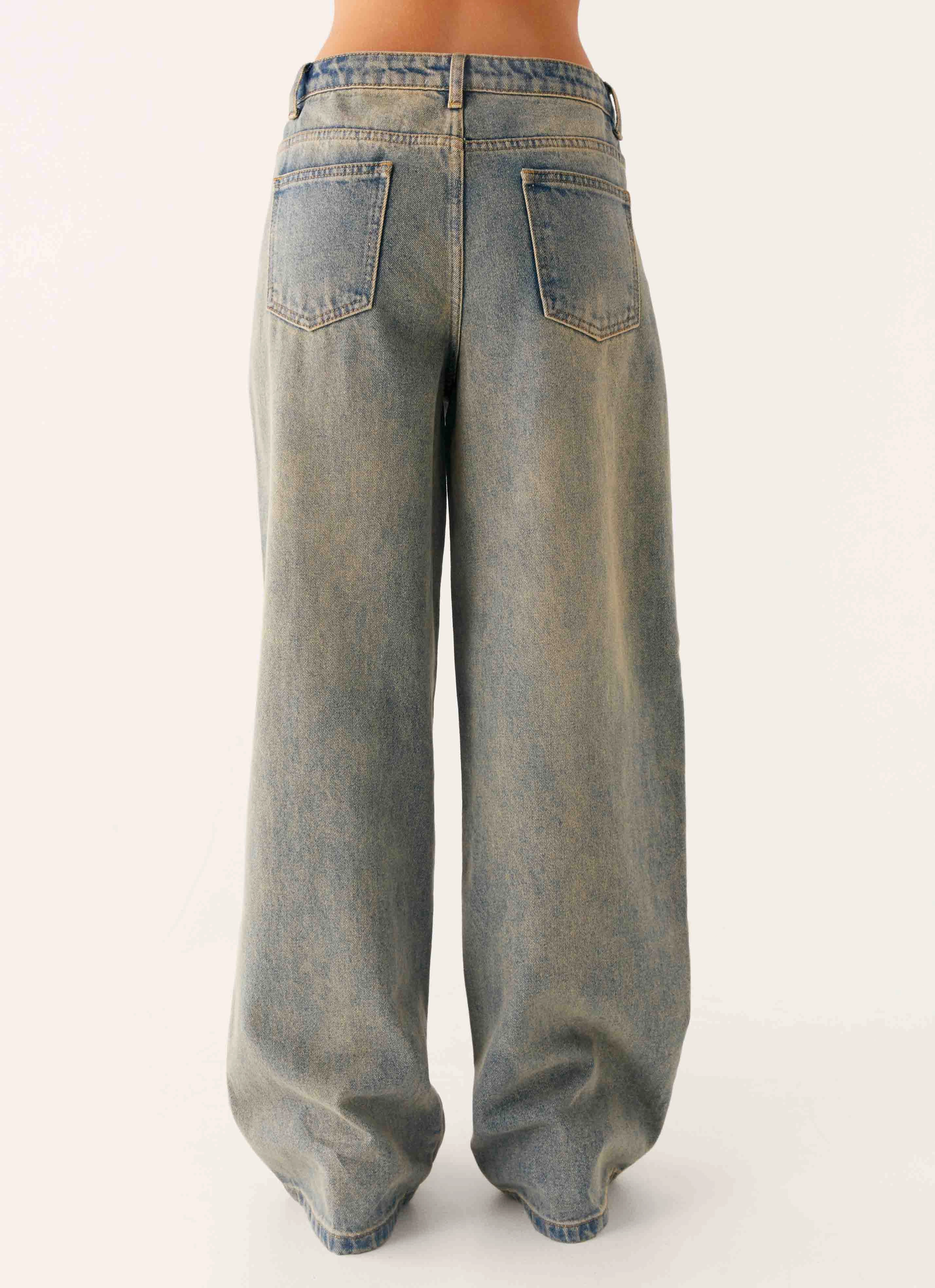 Keanna Low Rise Denim Jeans - Dirty Wash Earthy Modern Minimalist Office Wear