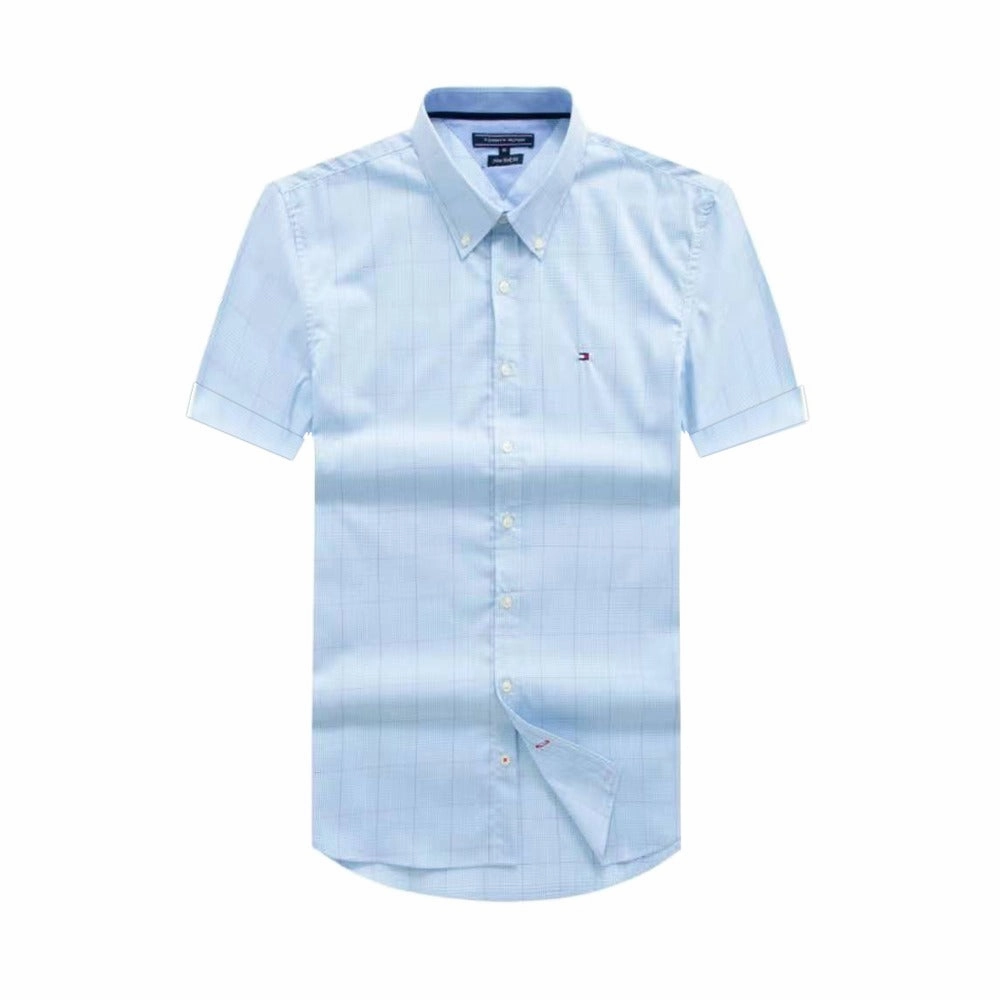 youth trend Ethical production TH Short Sleeve Men Check Pattern Shirt