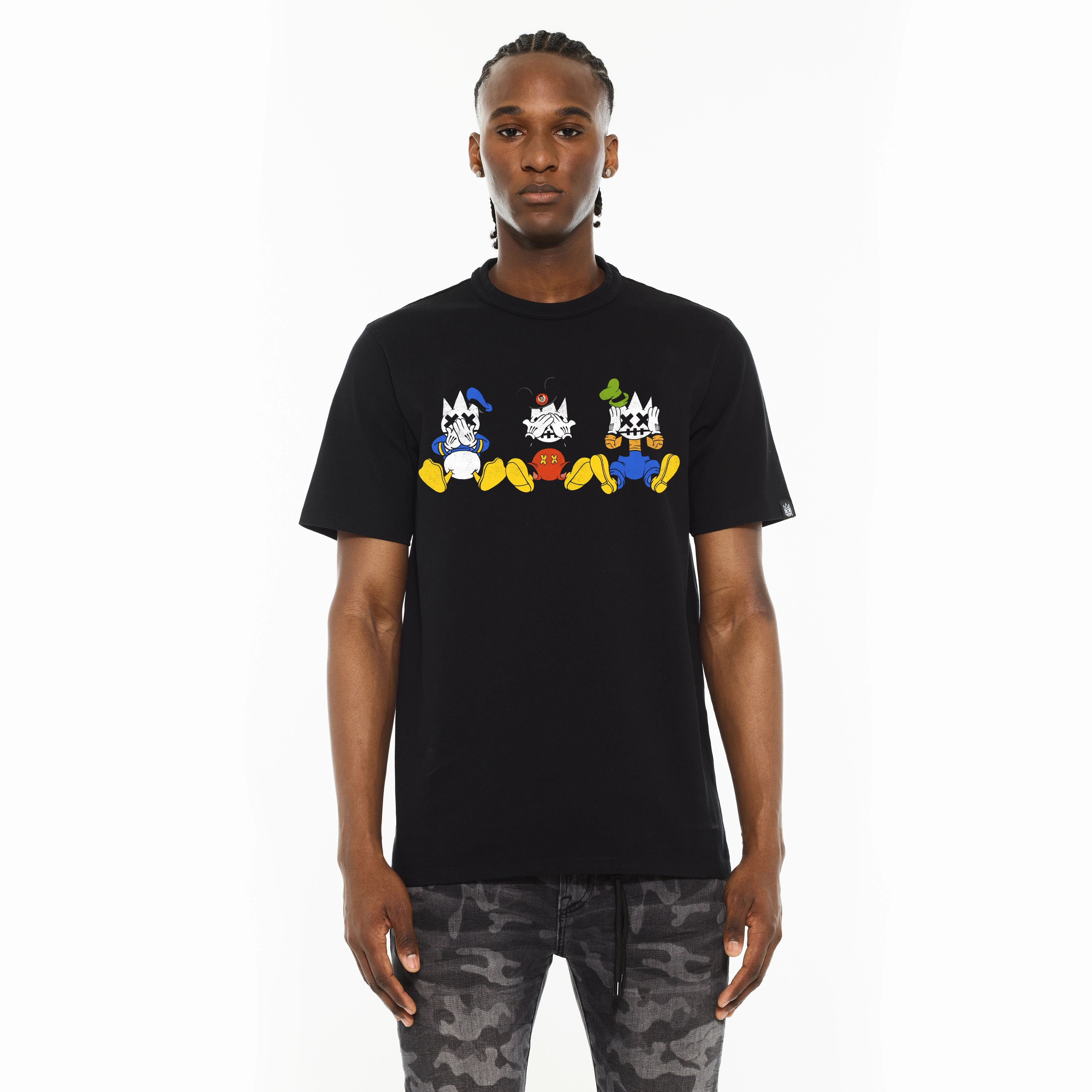 Cult's Crew Neck T - See, Speak, Hear No Evil in Black Fashion-Forward Look Multi Purpose Wear
