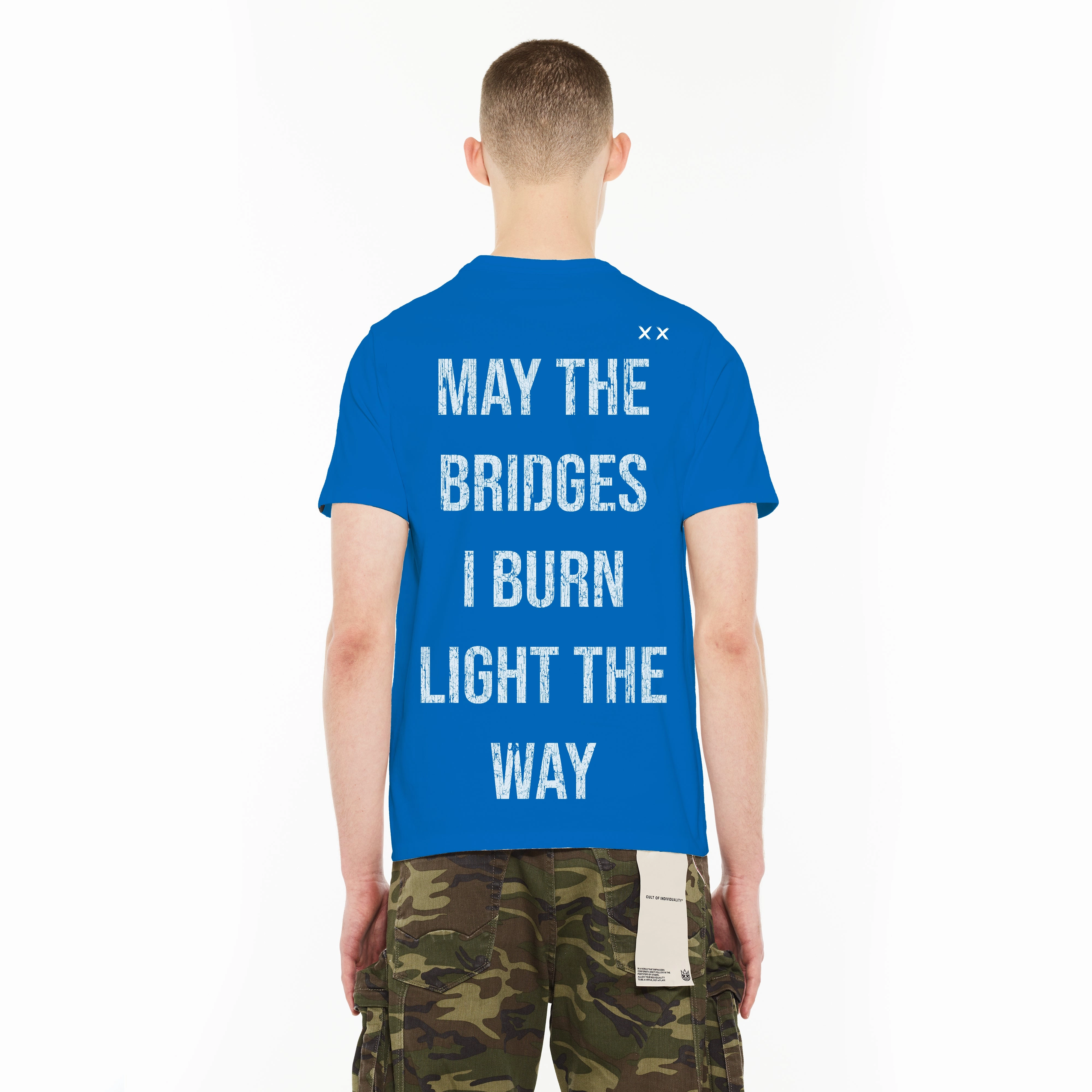 Cult's Crew Neck T - See, Speak, Hear No Evil in Lapis Blue Leisure Casual Breathable wear