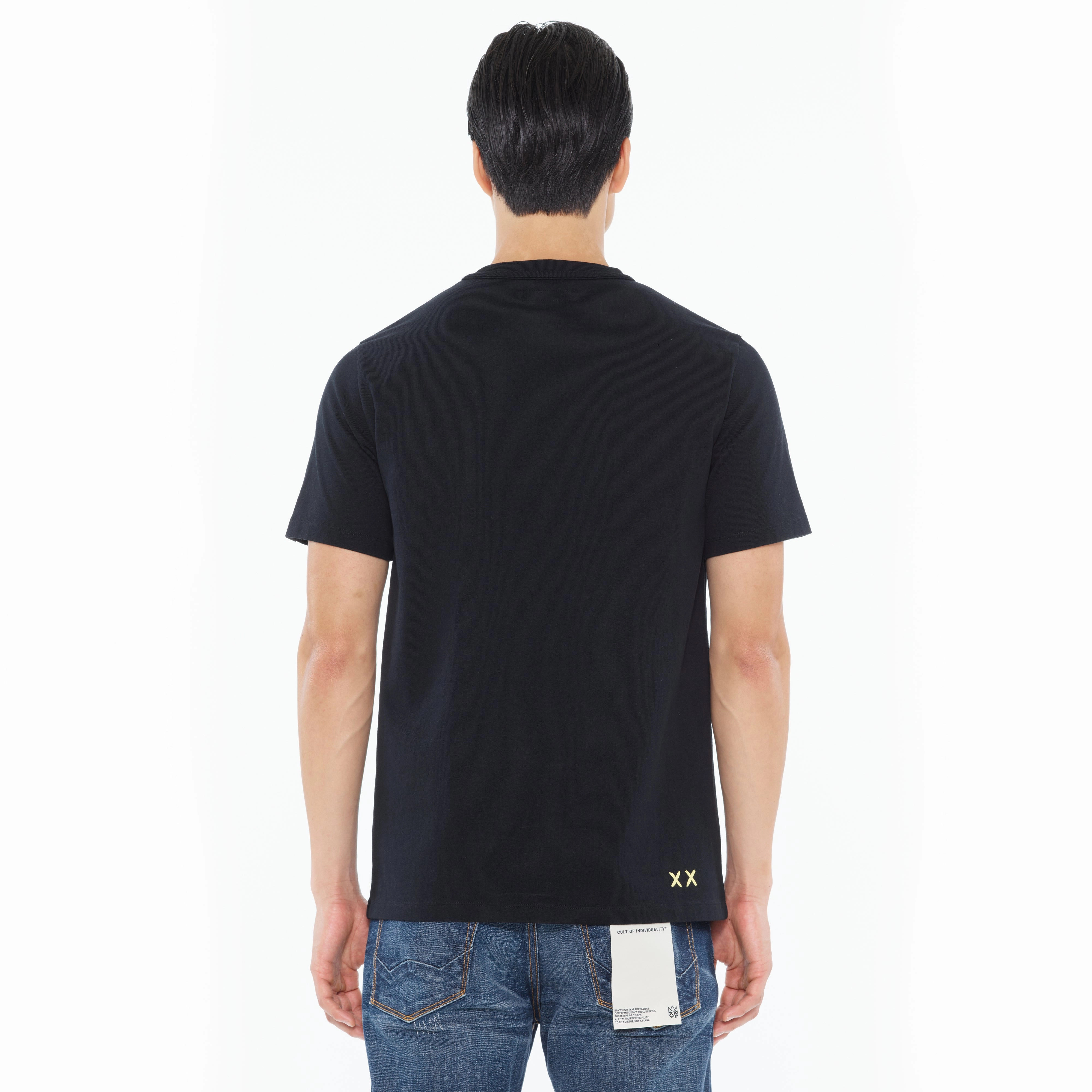 Cult's Heavyweight Short Sleeve Crew Neck Tee "Cash" in Black Chic Comfort Style Breathable knit