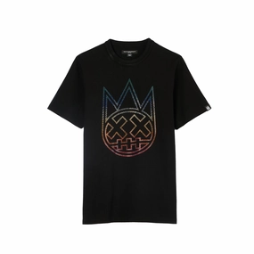 Cult's Heavyweight Short Sleeve Crew Neck Tee "Gradient Logo" in Black yoga clothing