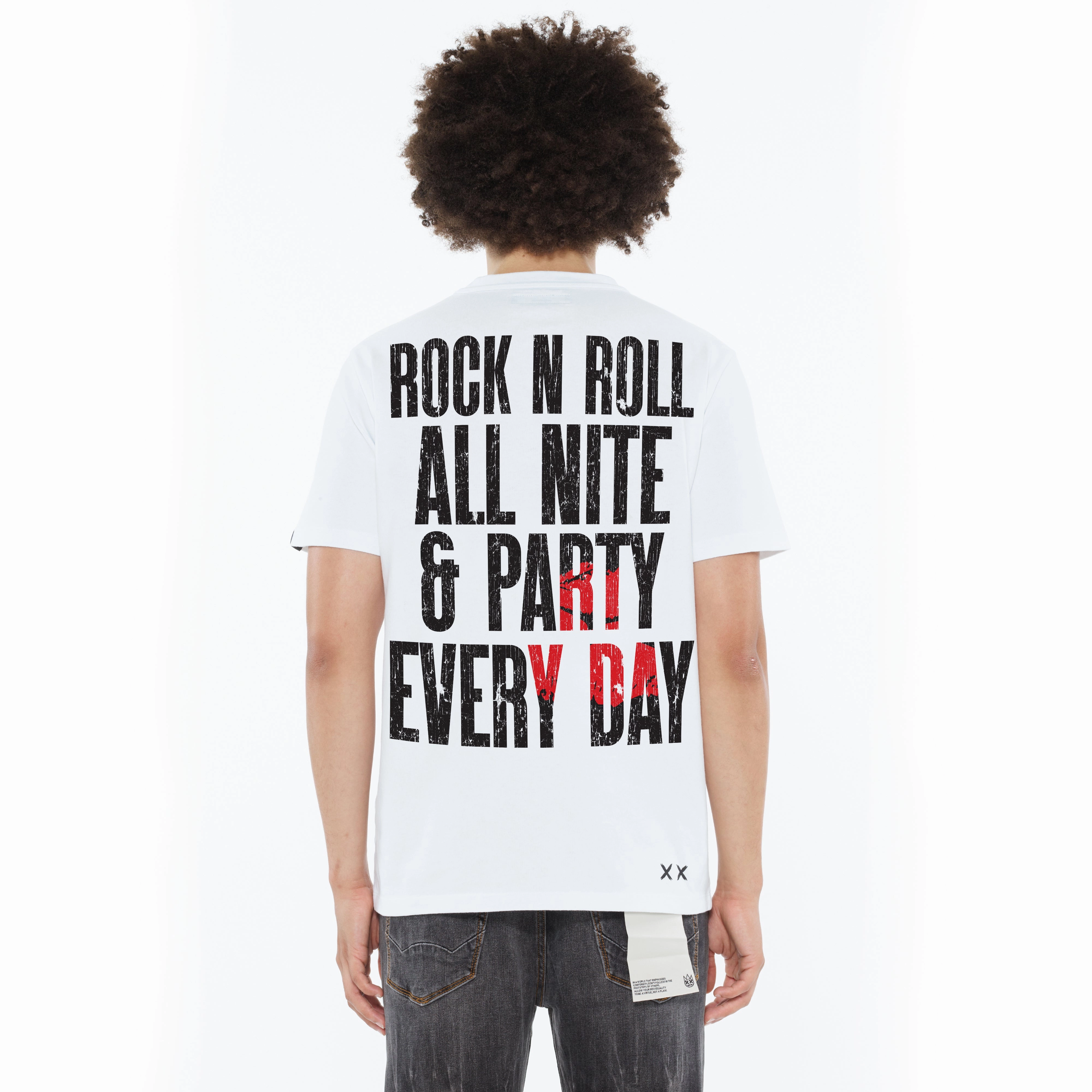 Luxury clothing Cult's Heavyweight Short Sleeve Crew Neck Tee "Kiss Rock N Roll" in White
