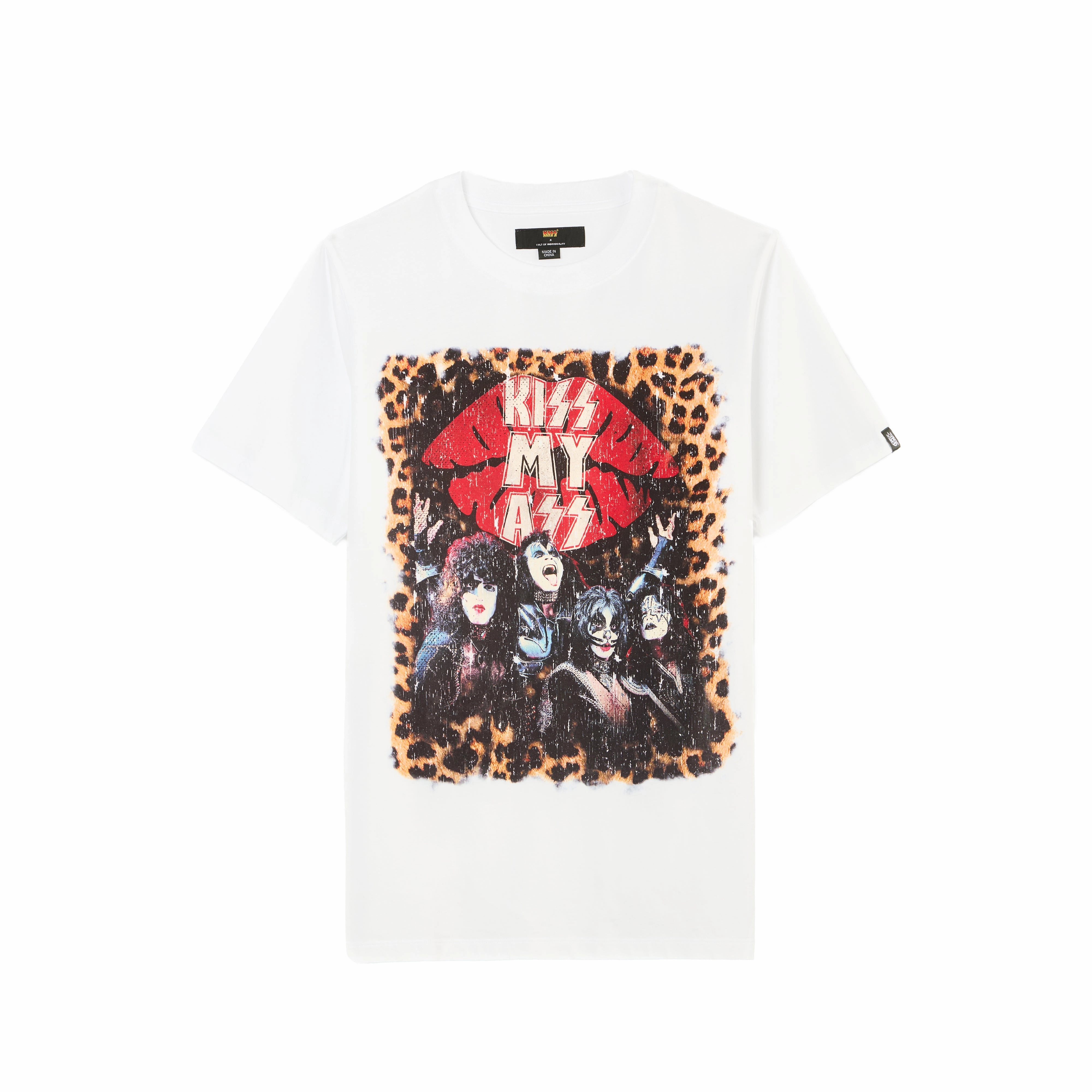 Cult's Heavyweight Short Sleeve Crew Neck Tee "Kiss Rock N Roll" in White Relax Trend
