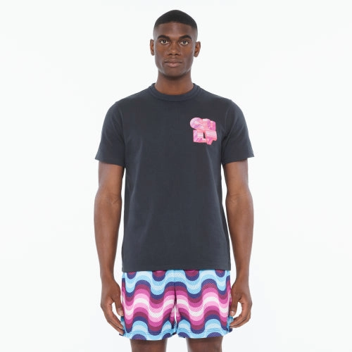 SkinFriendlyFibers Urban Casual Look Cult's Heavyweight Short Sleeve Crew Neck Tee "Marker Logo" in Steel