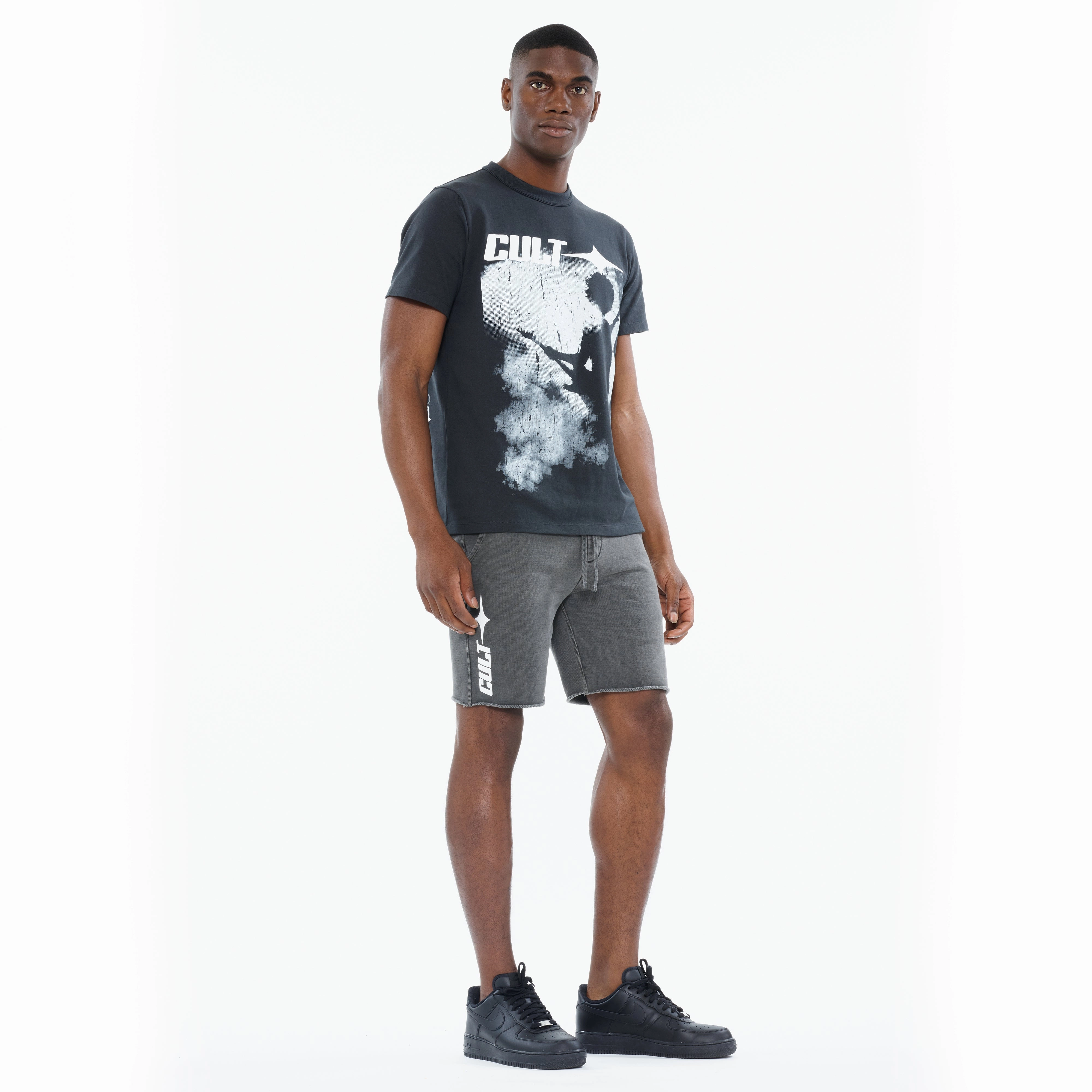 Cult's Heavyweight Short Sleeve Crew Neck Tee "More Than Music" in Steel Comfortable And Versatile Timeless Fit