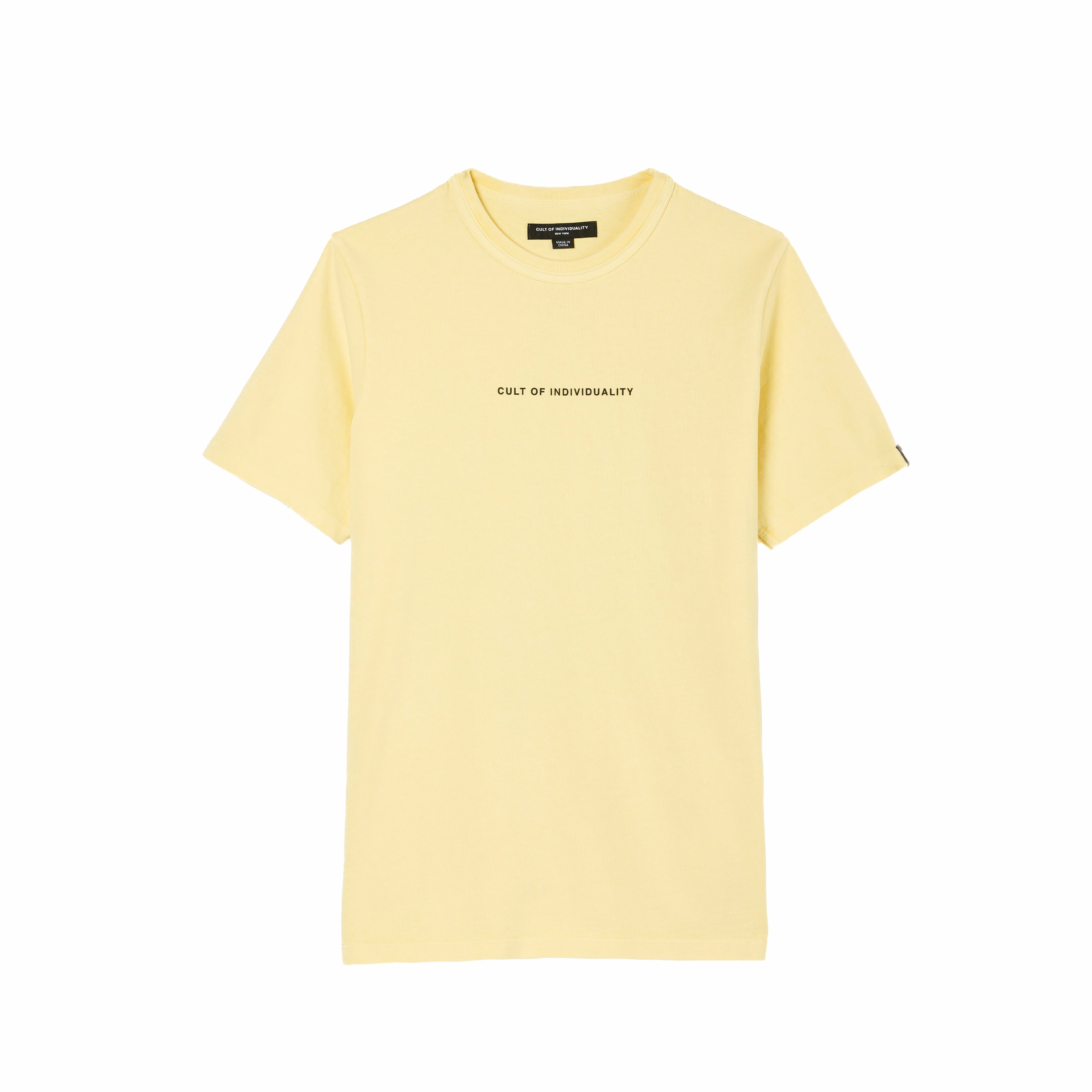 Cult's Heavyweight Short Sleeve Crew Neck Tee "Shimuchan" Logo in Banana Quick Layer Fit Light and Breathable